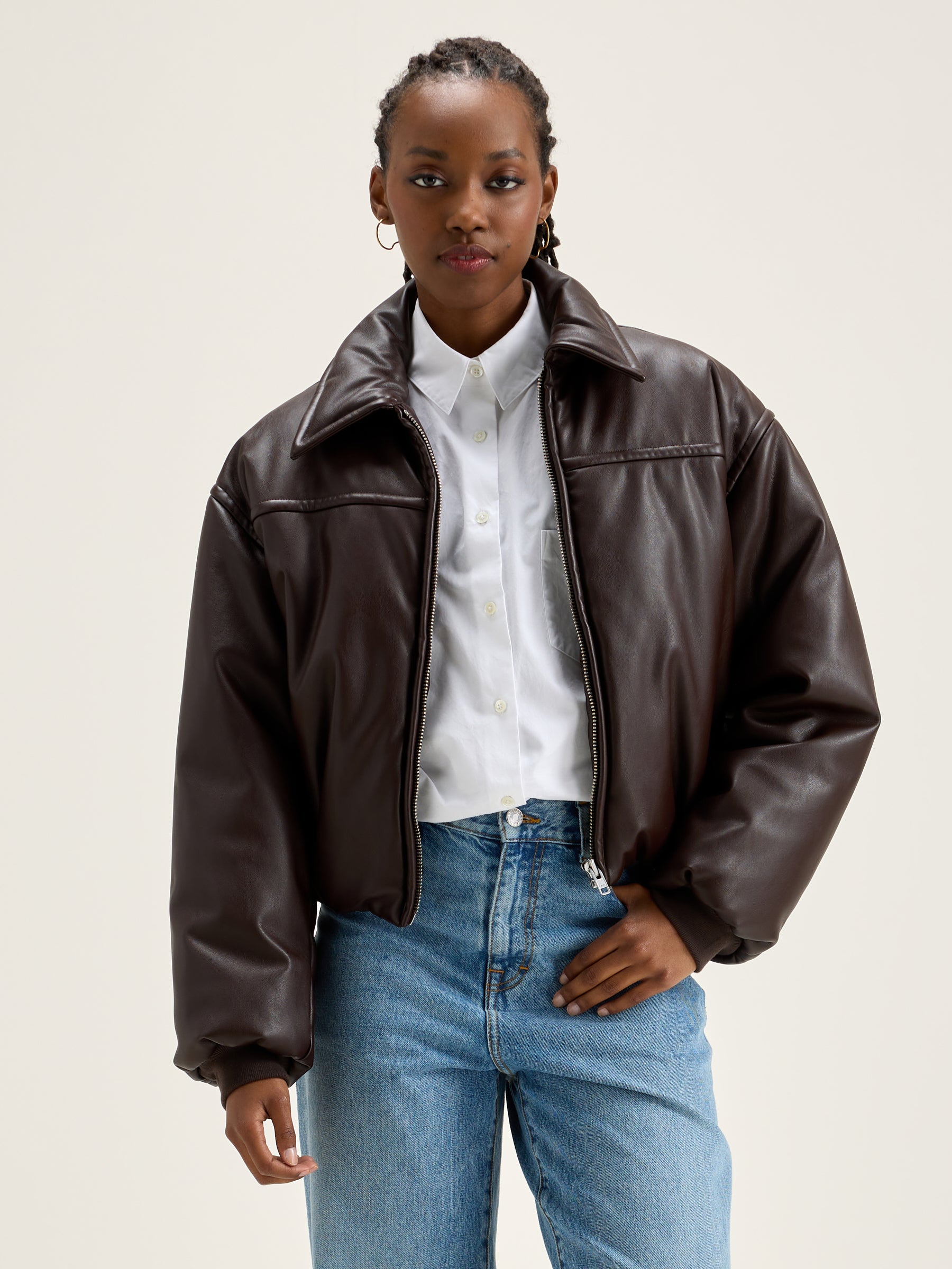 Jacky faux leather bomber (242 / W / EBENE)