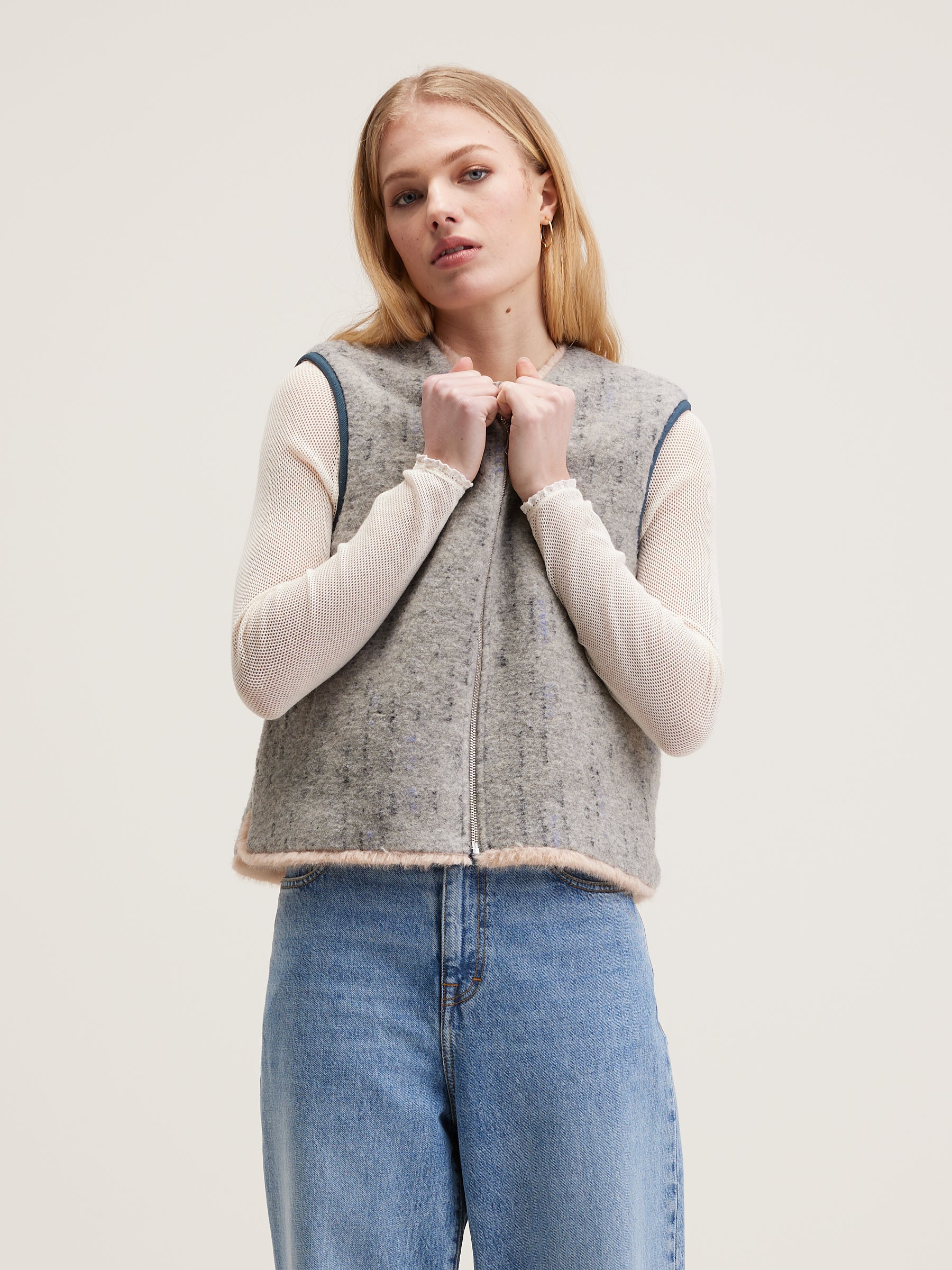 Hess Sleeveless Jacket - Heather grey For Women | Bellerose