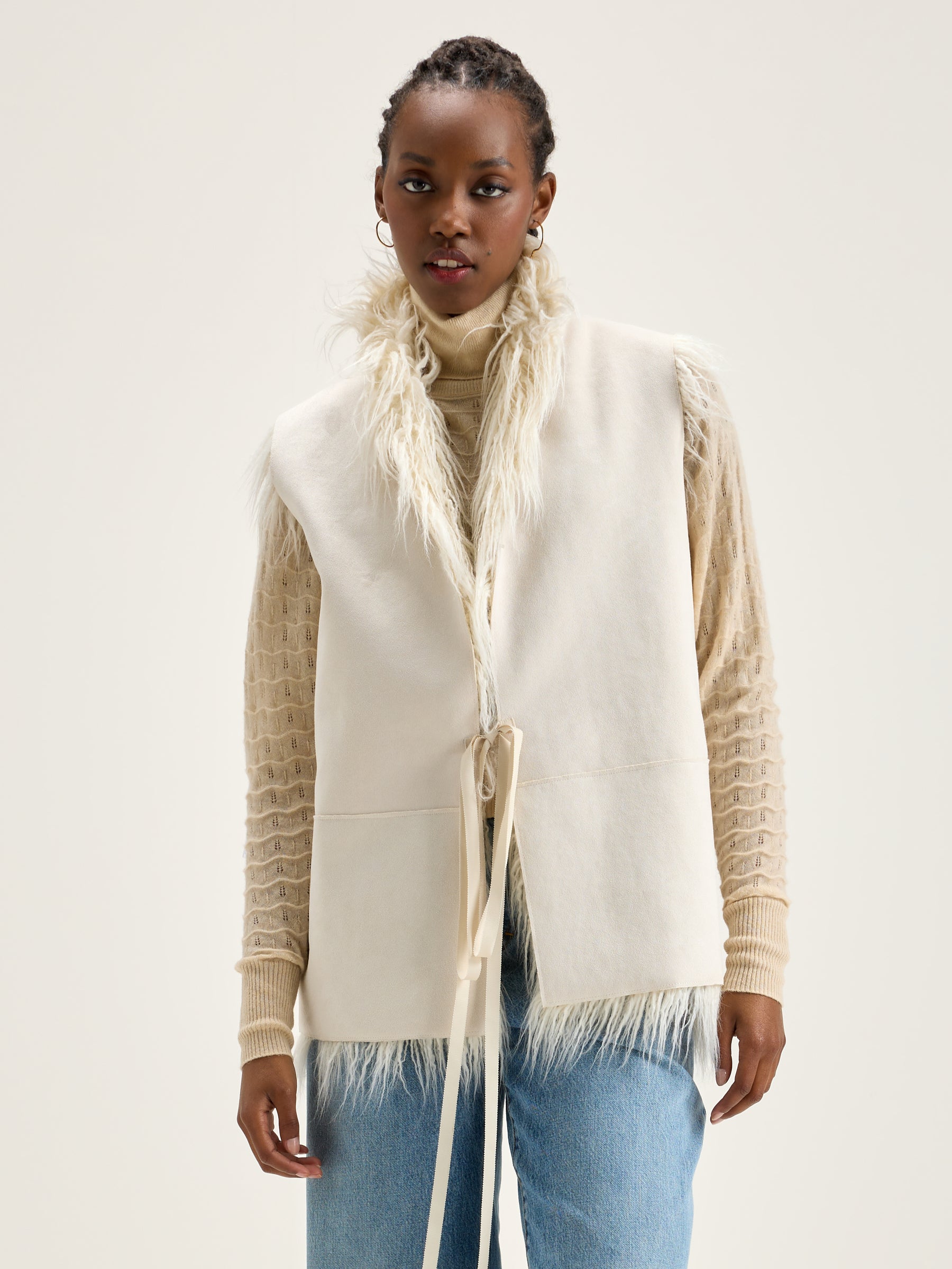 Jaden Mouwlos Vest - Cream Voor Dames | Bellerose