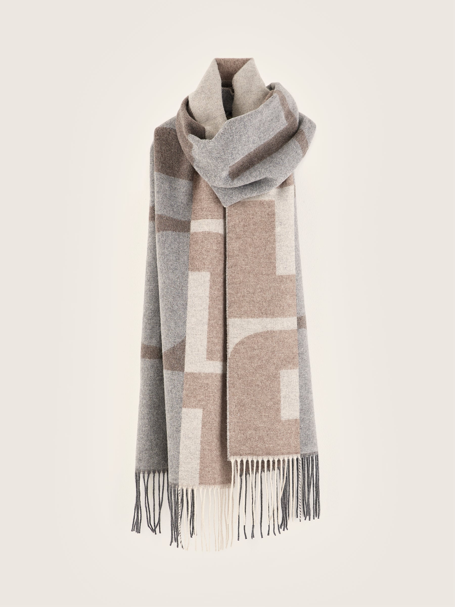 Myleb Woven Scarf - Ecru / Mid grey For Women | Bellerose