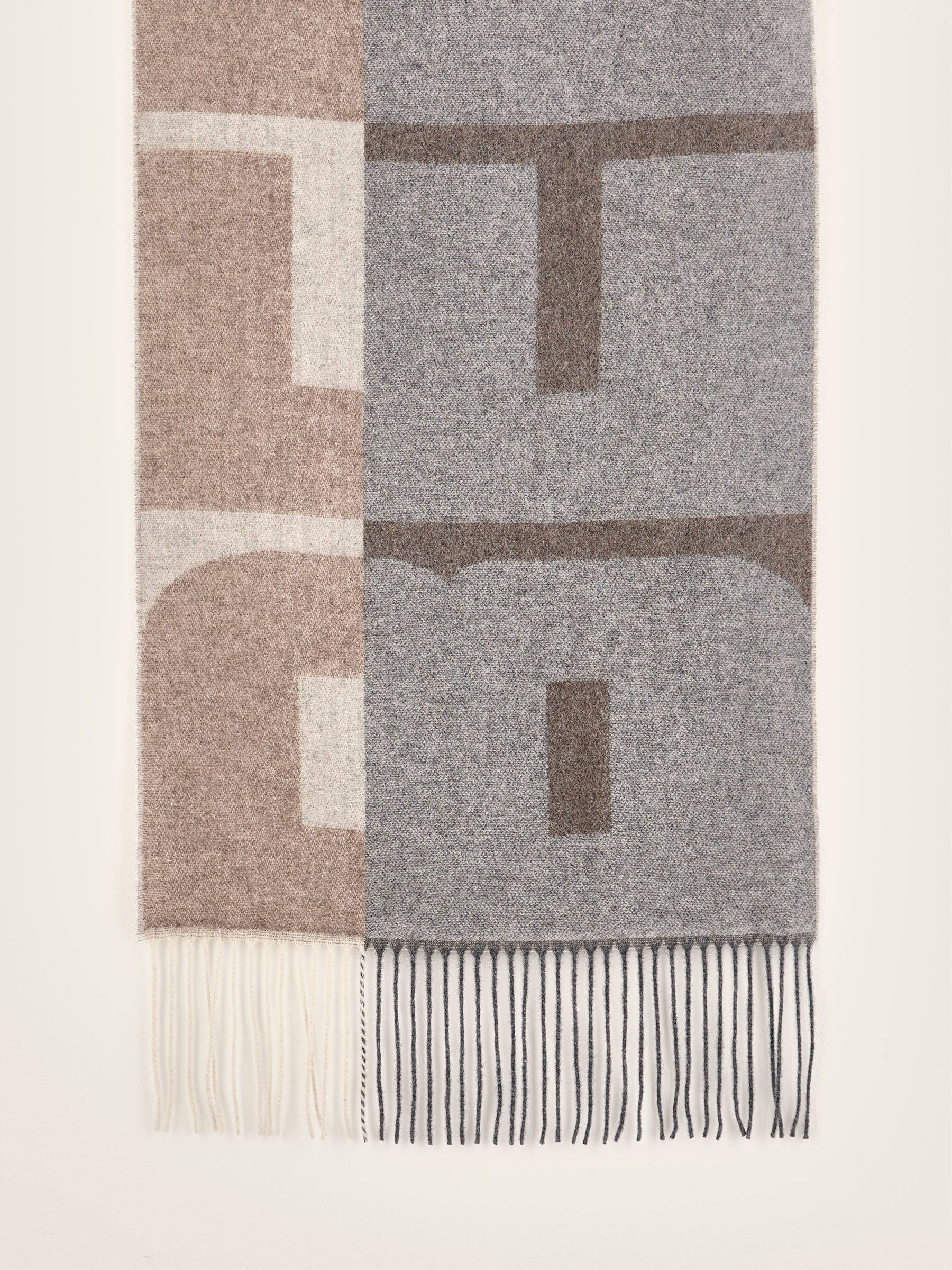 Myleb Woven Scarf - Ecru / Mid grey For Women | Bellerose