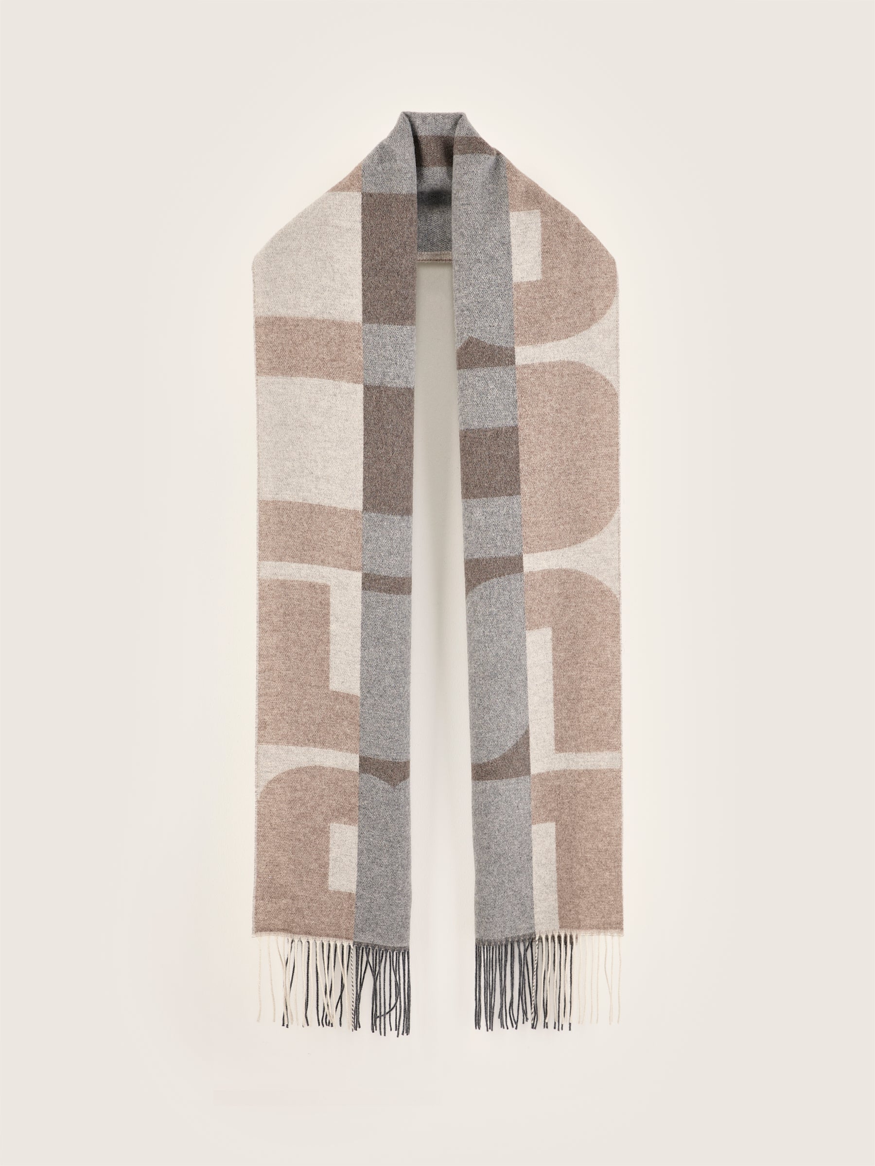 Myleb Woven Scarf - Ecru / Mid grey For Women | Bellerose