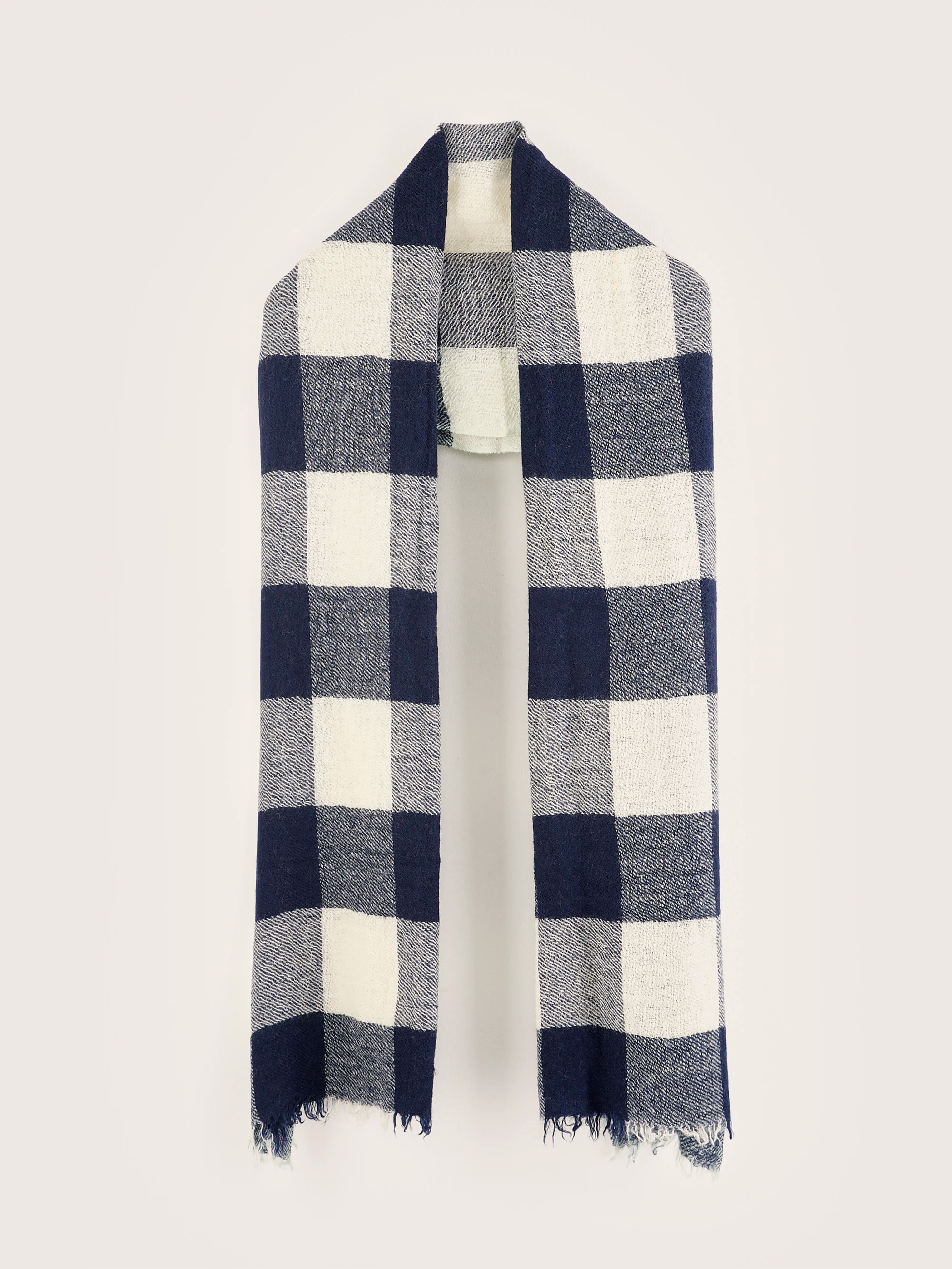 Sidor Checked Scarf - Cream / Naval For Women | Bellerose