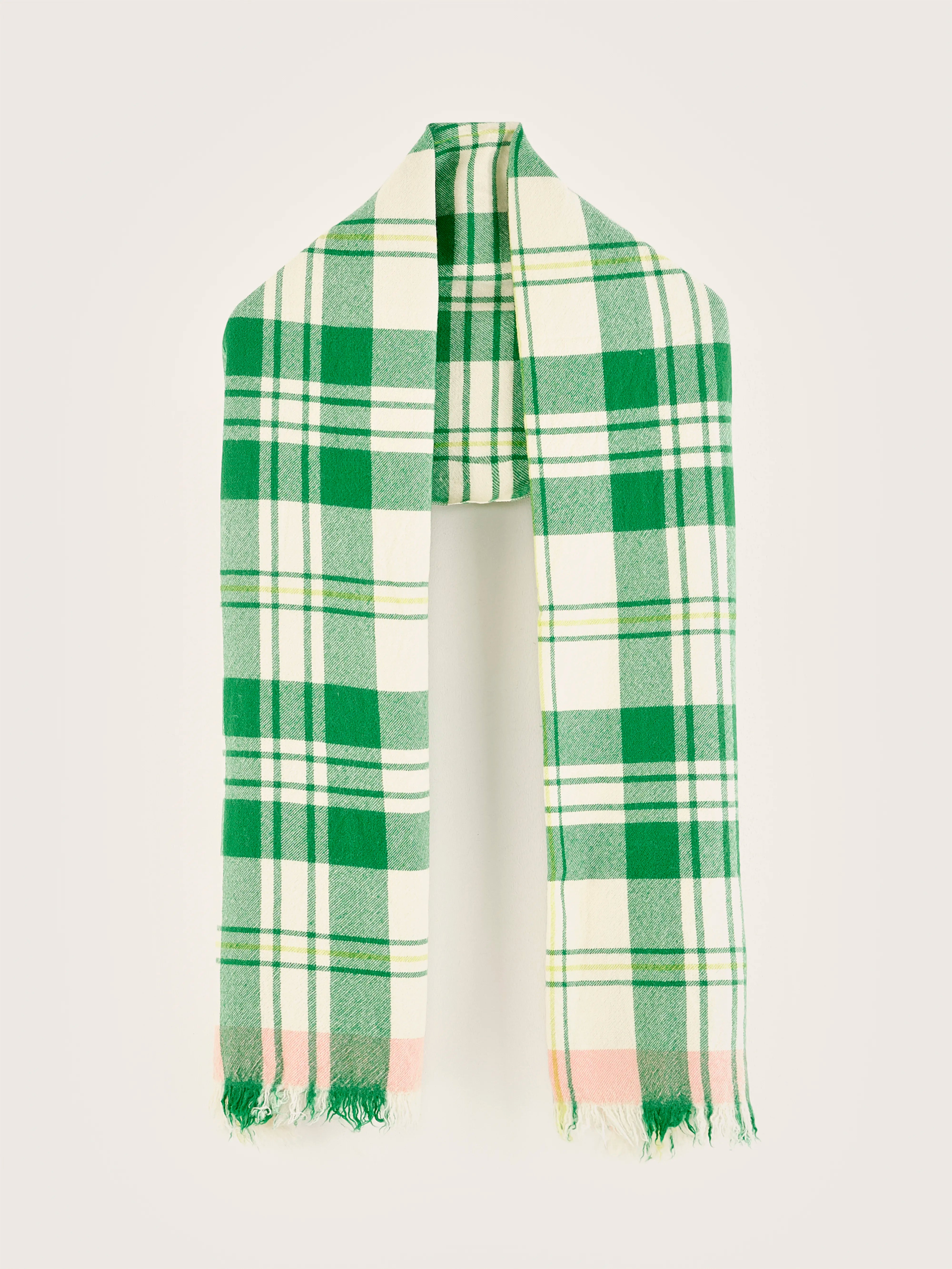 Side Checked Scarf - Chlorophile / Cream For Women | Bellerose