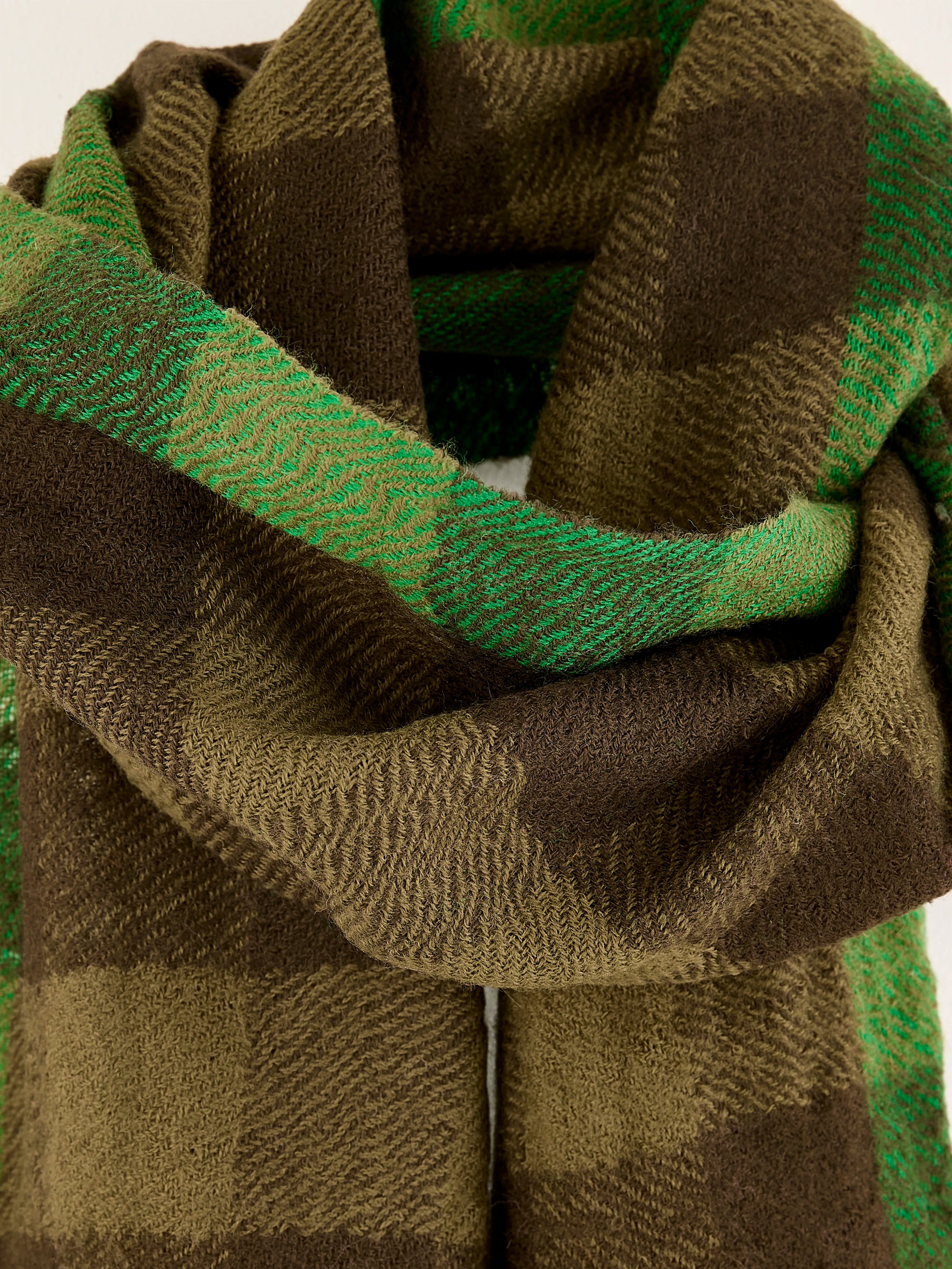 Sidiki Checked Scarf - Jeep / Moss For Women | Bellerose