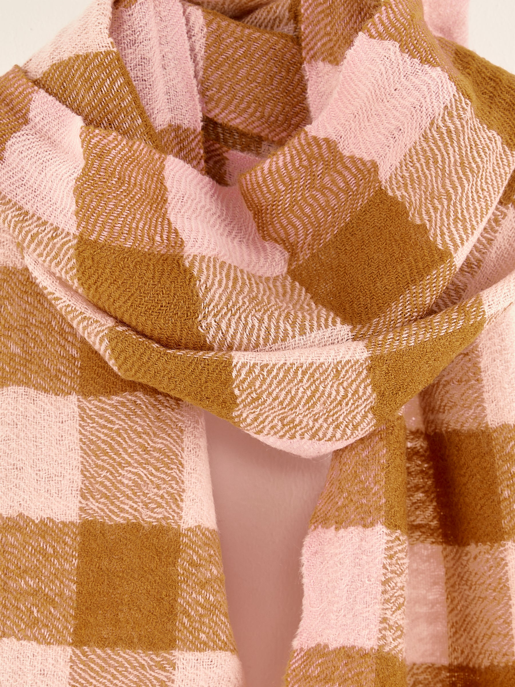 Sidiki Checked Scarf - Caramel / Light rose For Women | Bellerose