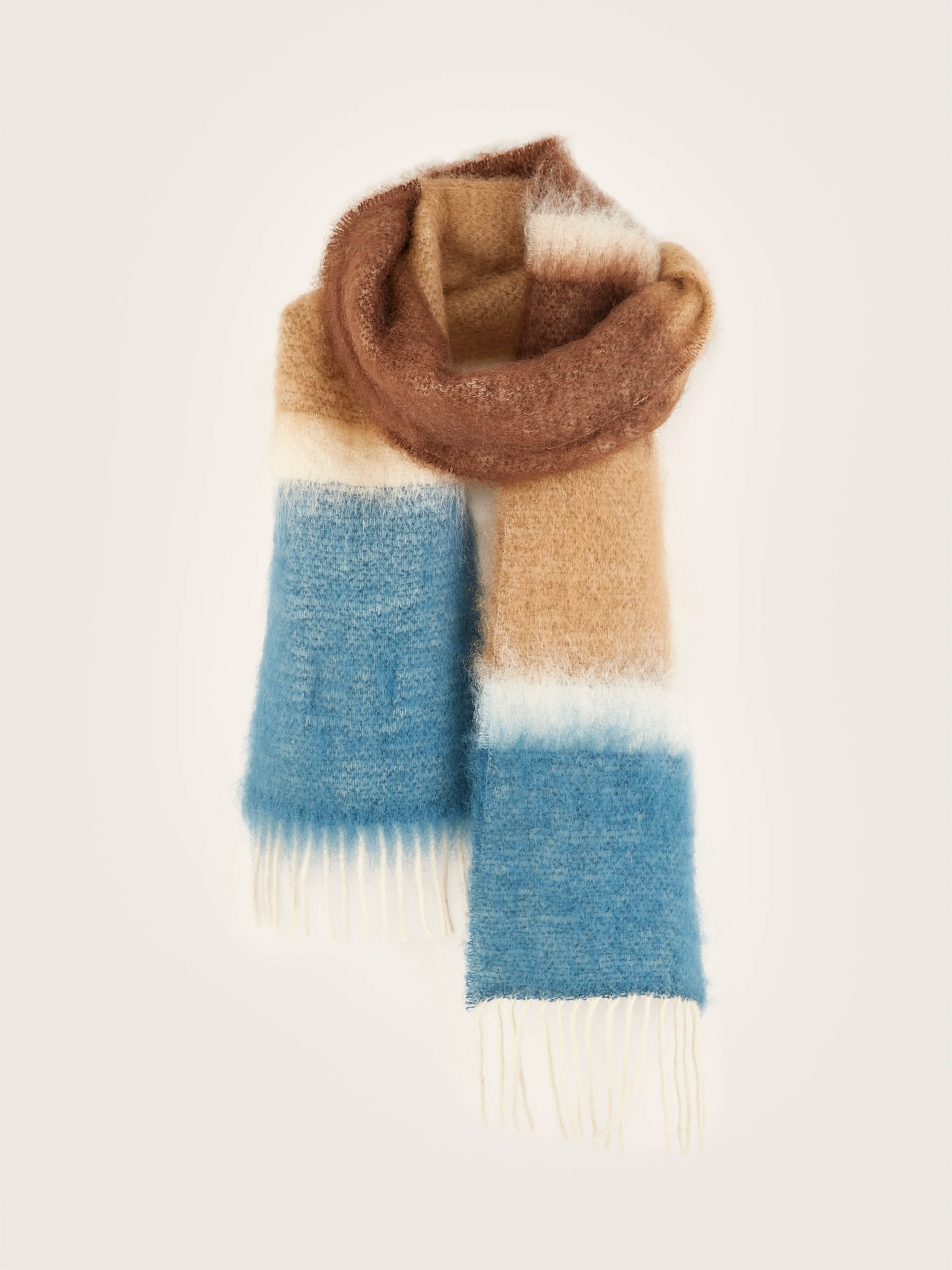 Mylia Woven Scarf - Ocean / Off white / Tan For Women | Bellerose