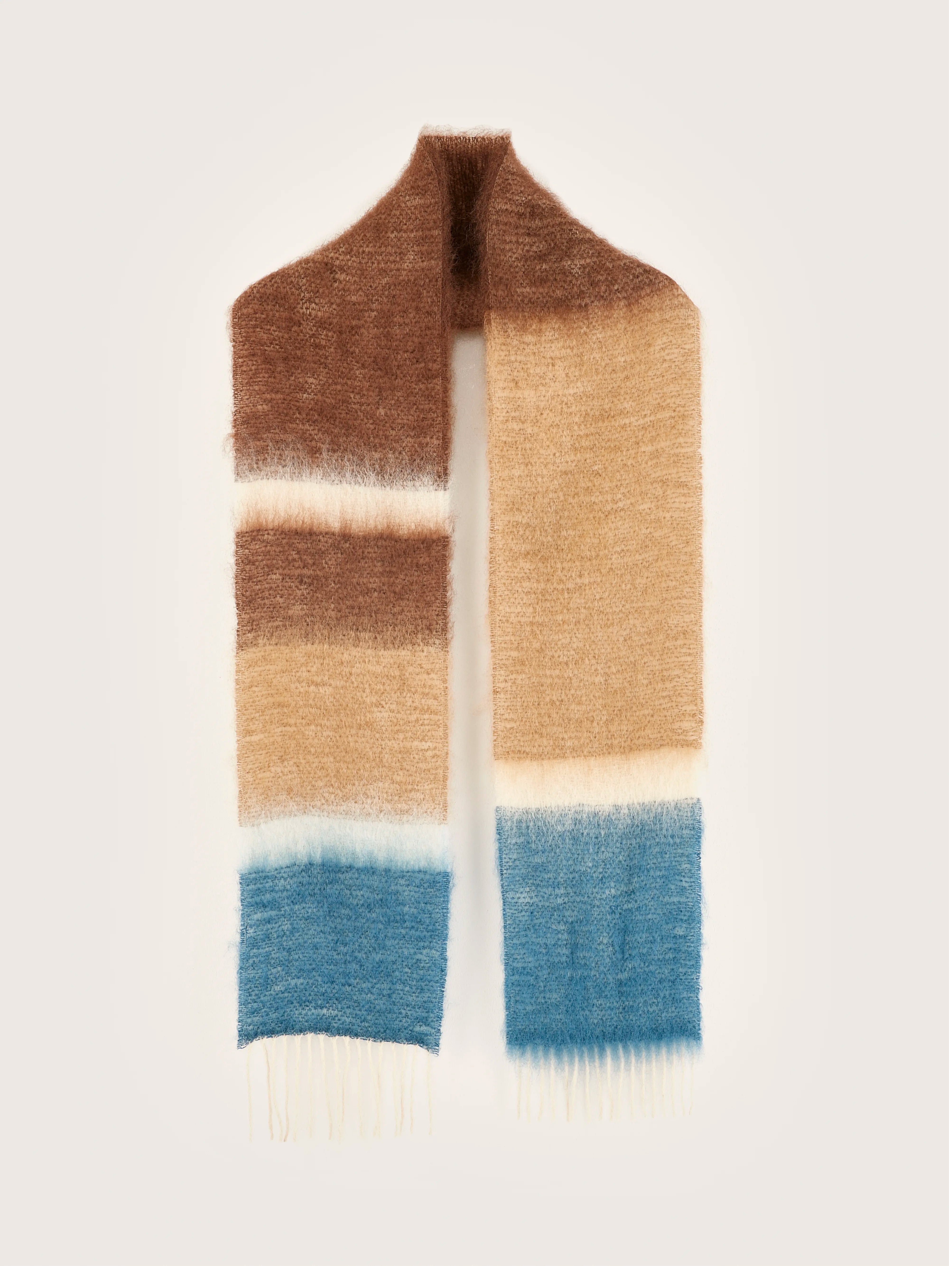 Mylia Woven Scarf - Ocean / Off white / Tan For Women | Bellerose