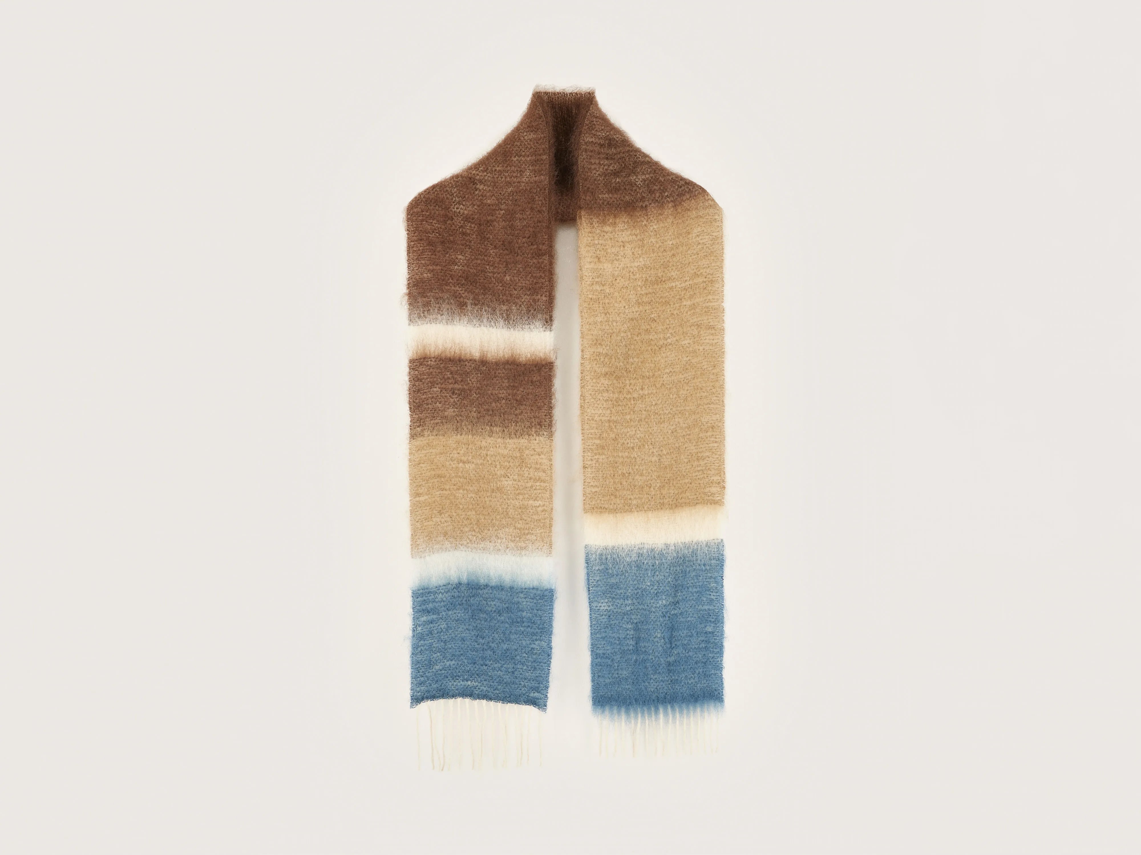 Mylia Woven Scarf - Ocean / Off white / Tan For Women | Bellerose