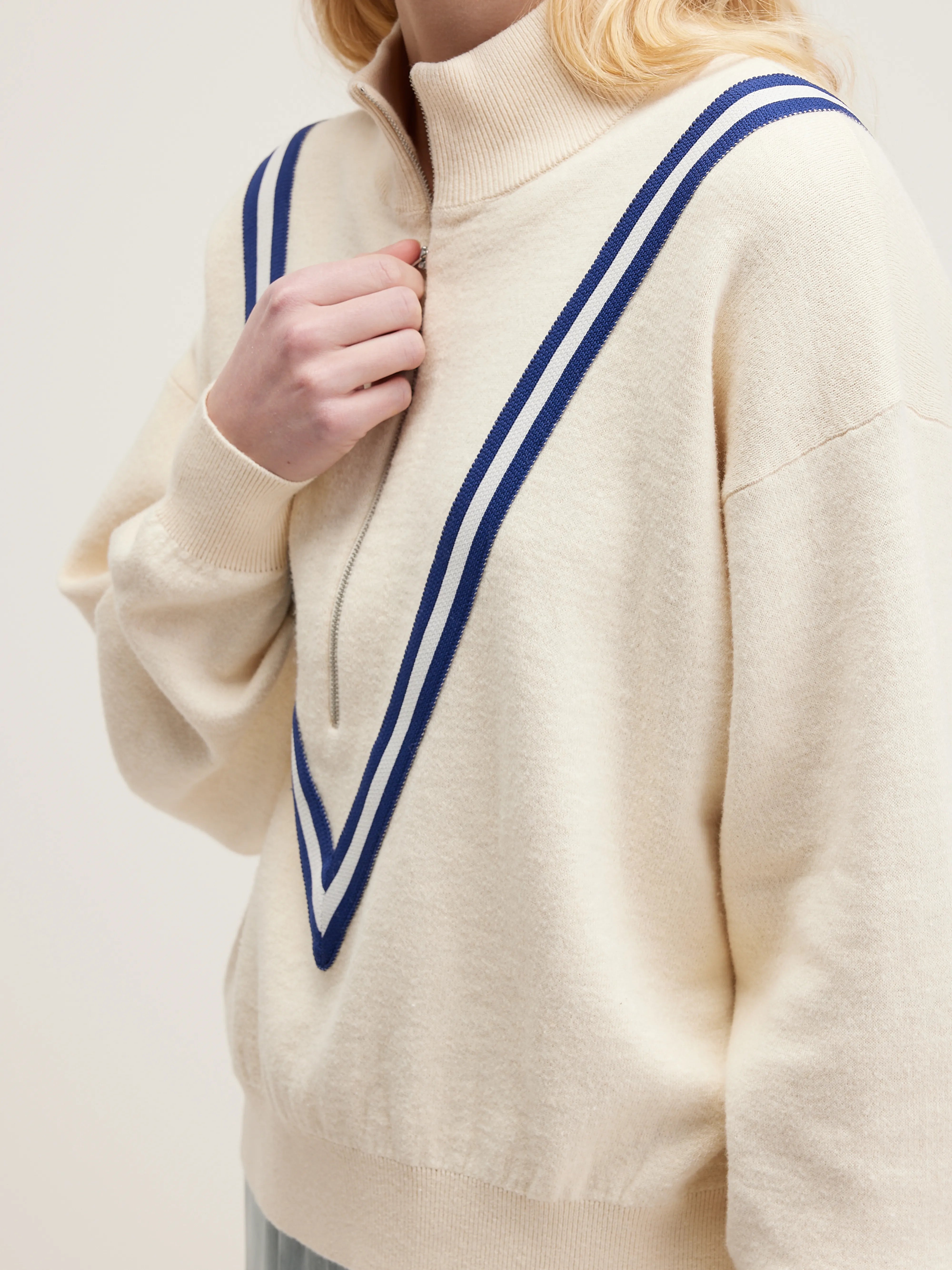 Goppo Zip-up Sweater - Milky way / Worker For Women | Bellerose