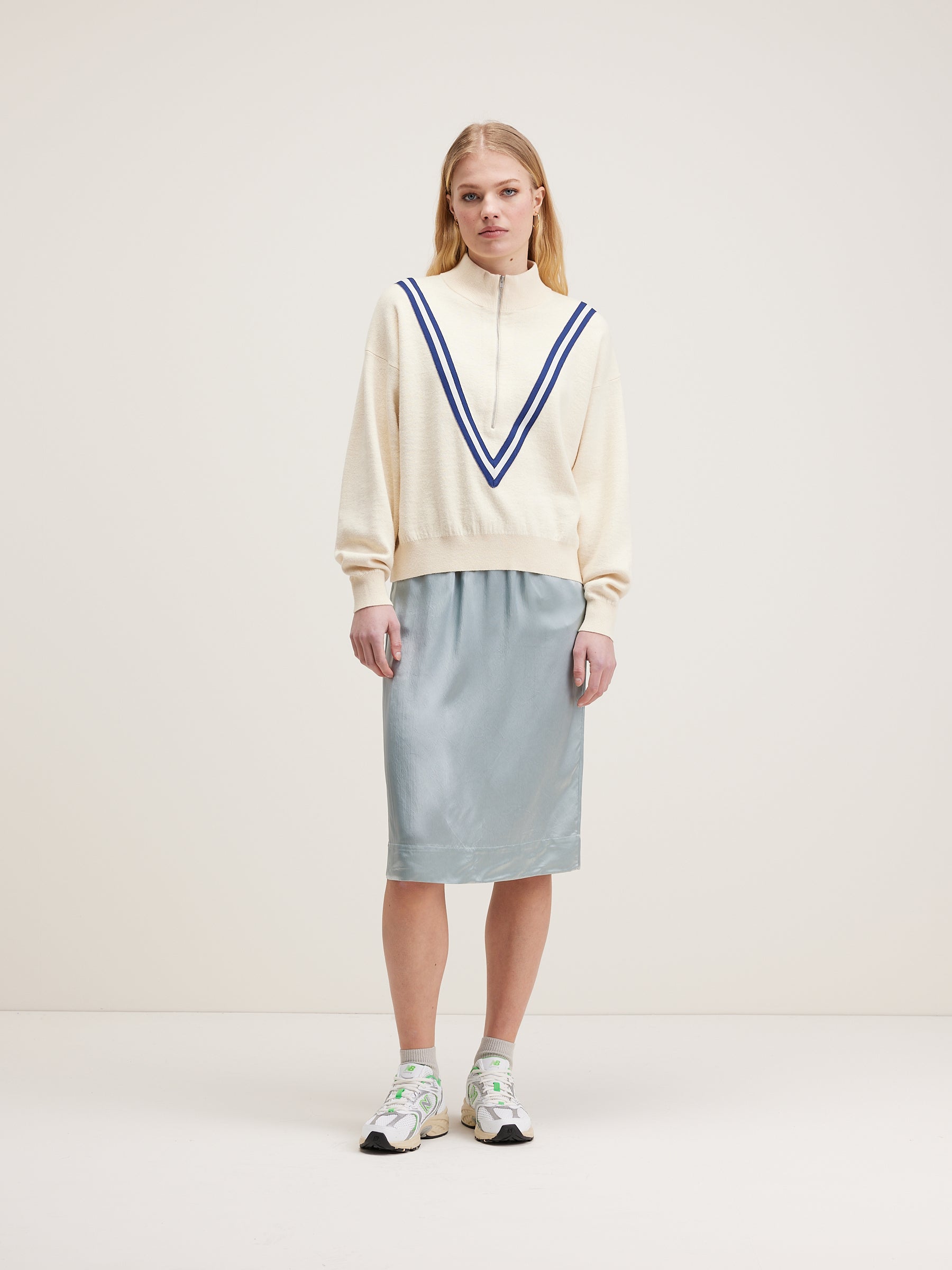 Goppo Zip-up Sweater - Milky way / Worker For Women | Bellerose