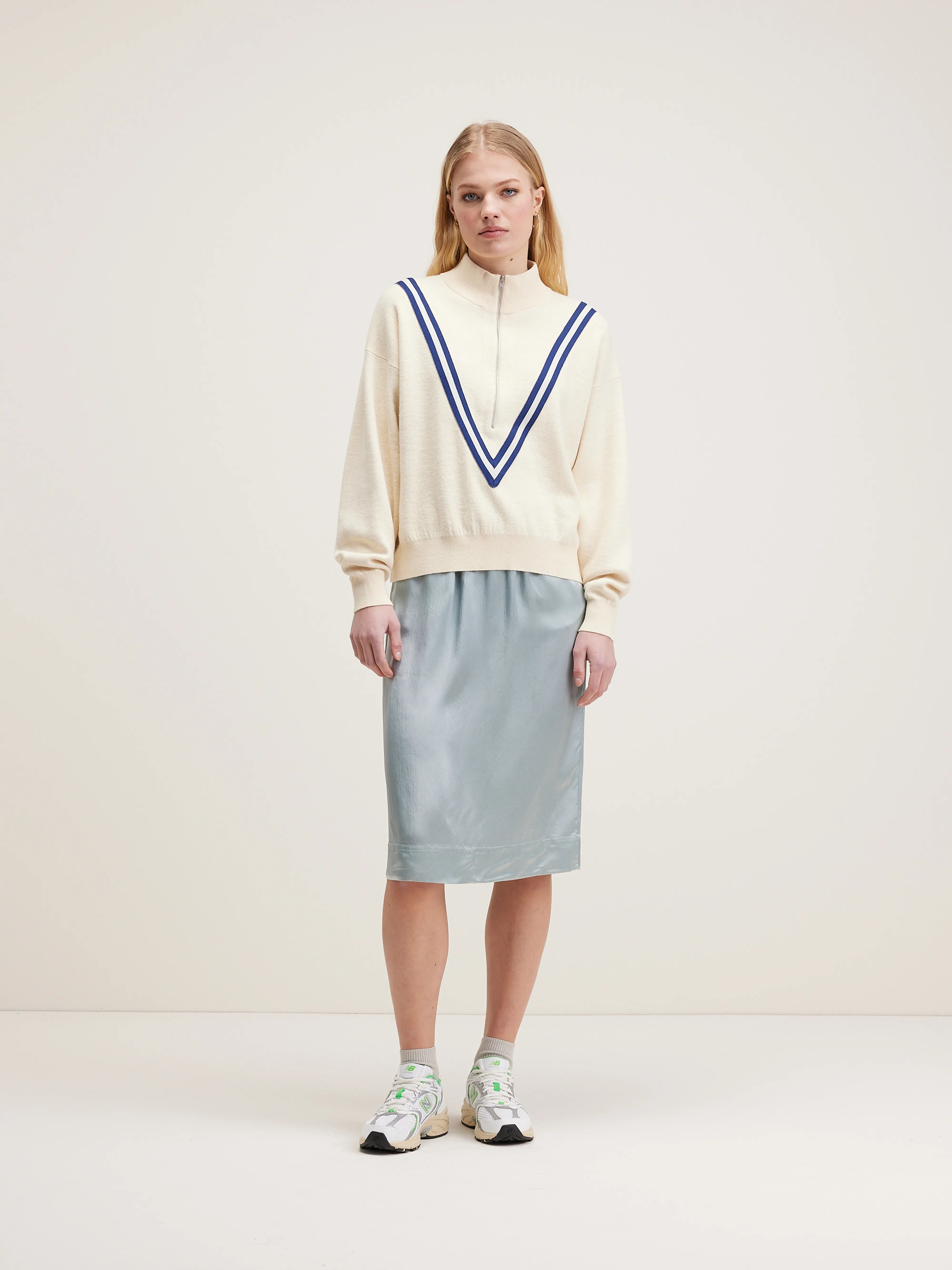 Goppo Zip-up Sweater - Milky way / Worker For Women | Bellerose