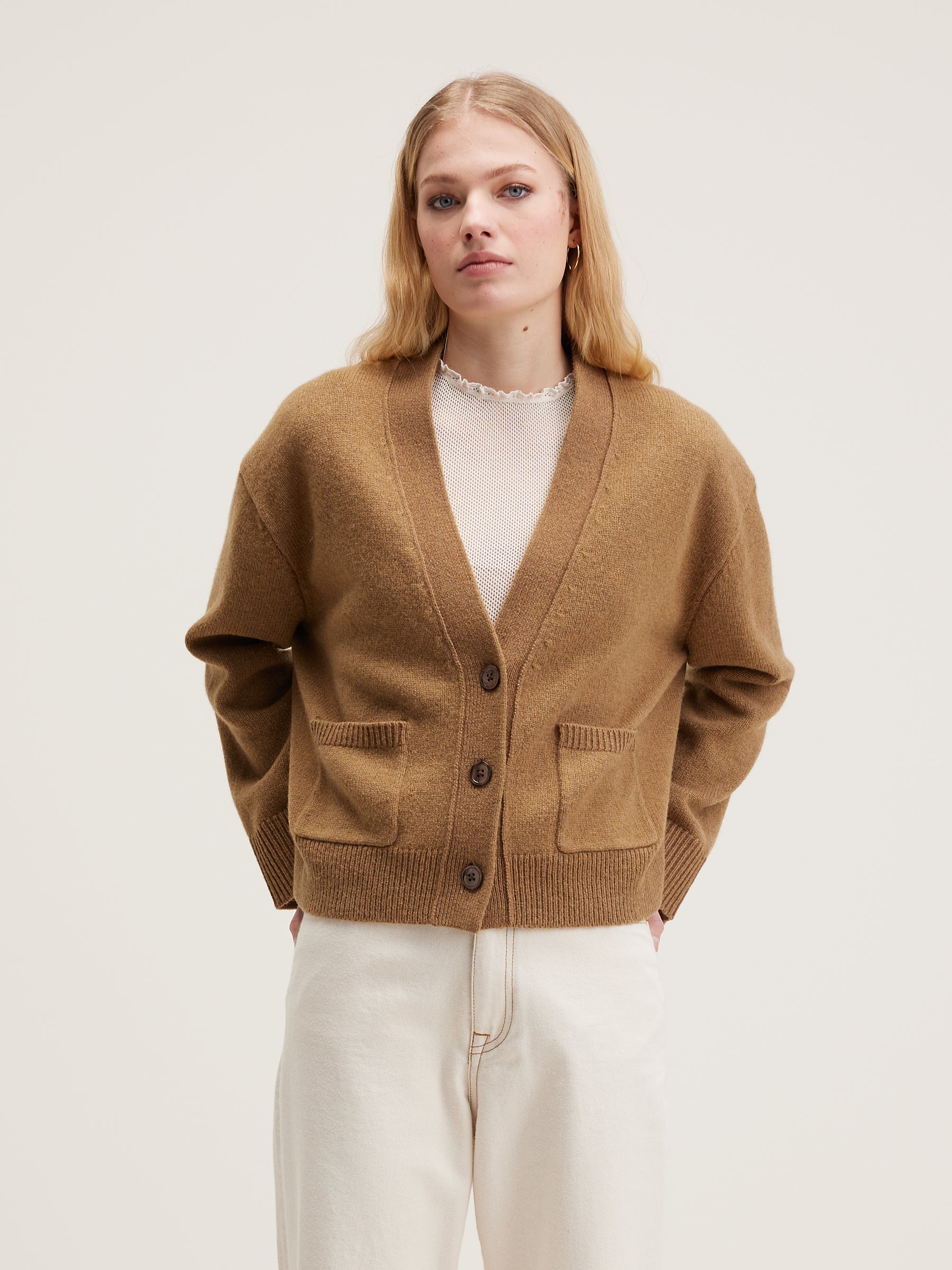 Gaddin Boxy Cardigan - Tan Voor Dames | Bellerose