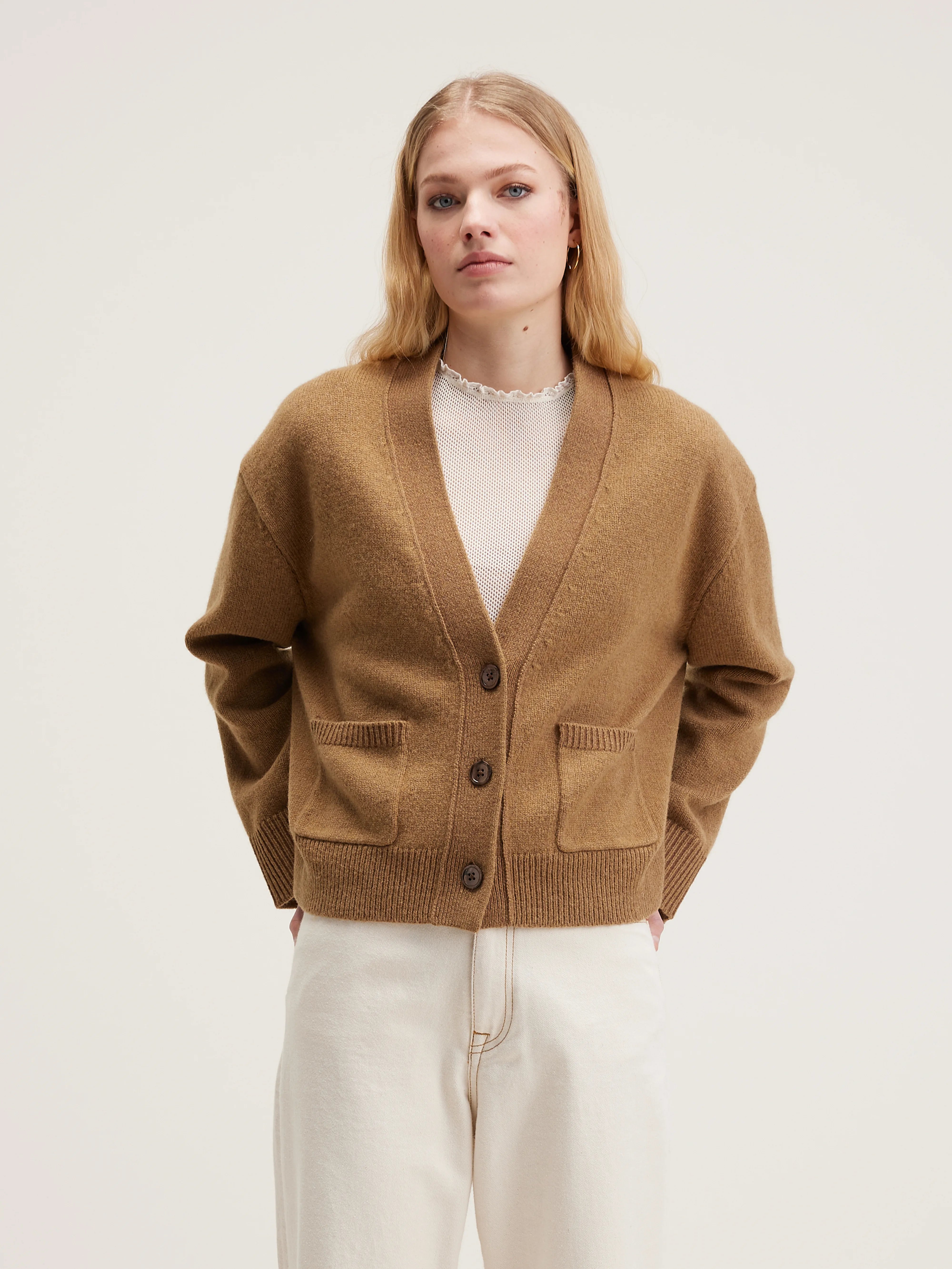 Cardigan Boxy Gaddin - Tan Pour Femme | Bellerose