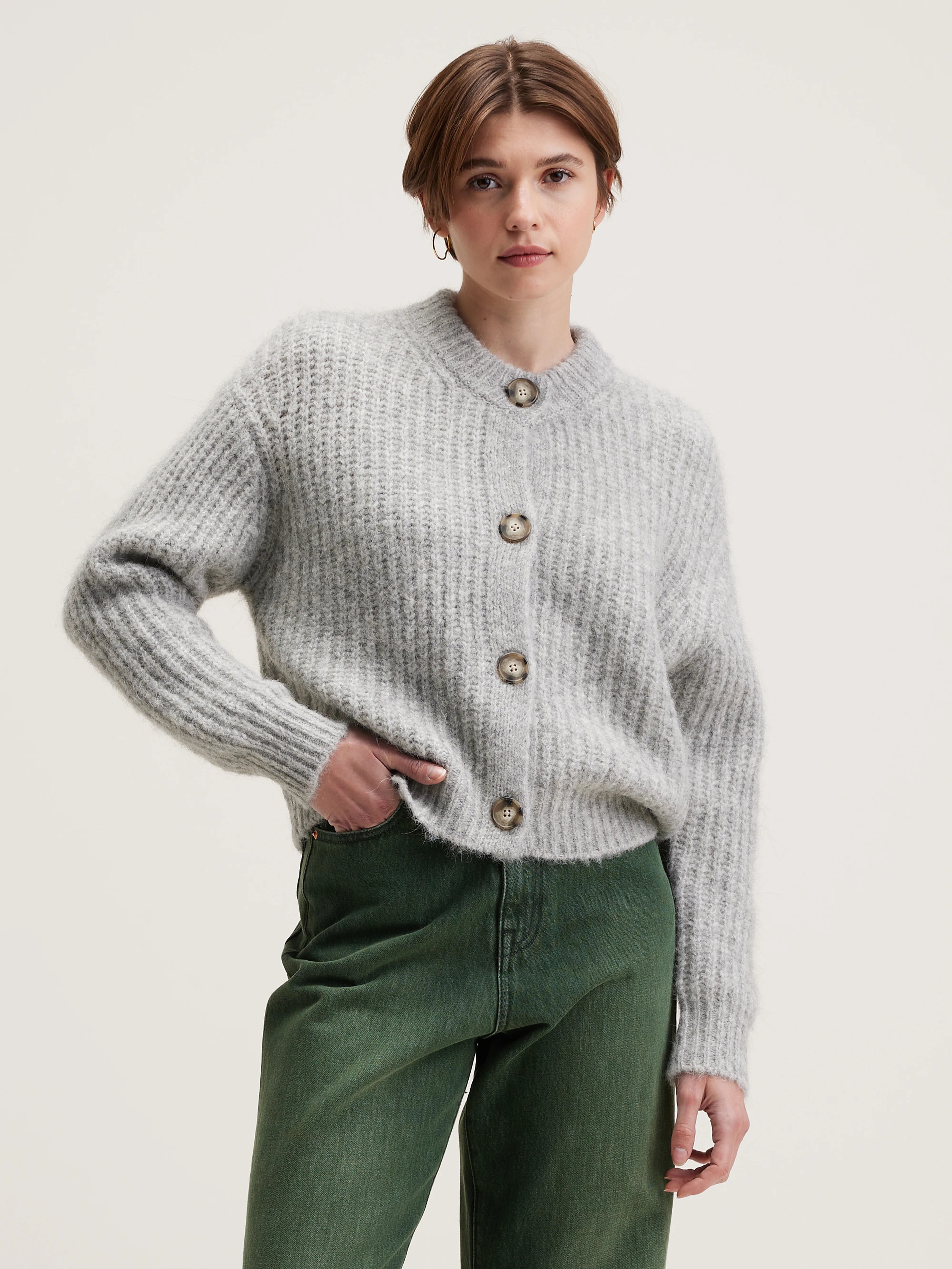 Adyka Rib-knit Cardigan - Light grey For Women | Bellerose