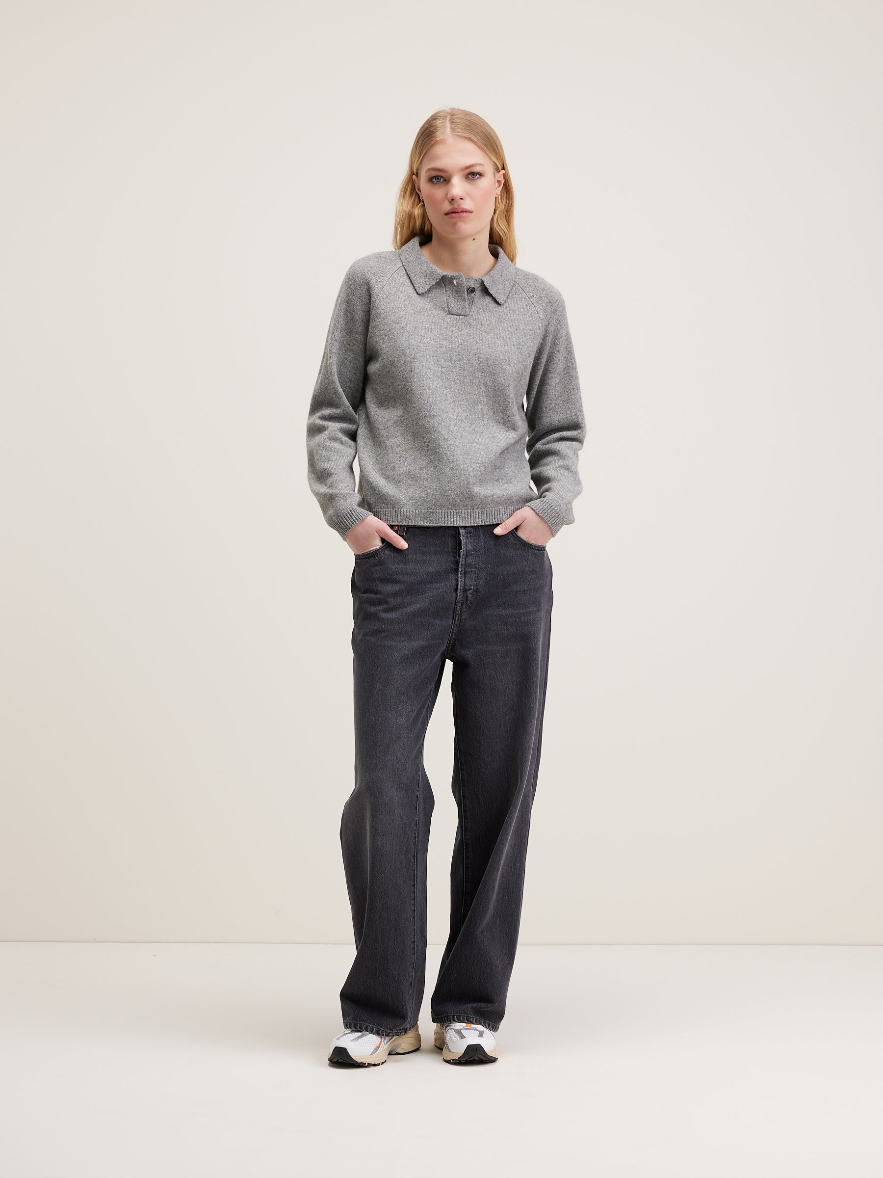 Amerty Polostijl Trui - Heather grey Voor Dames | Bellerose