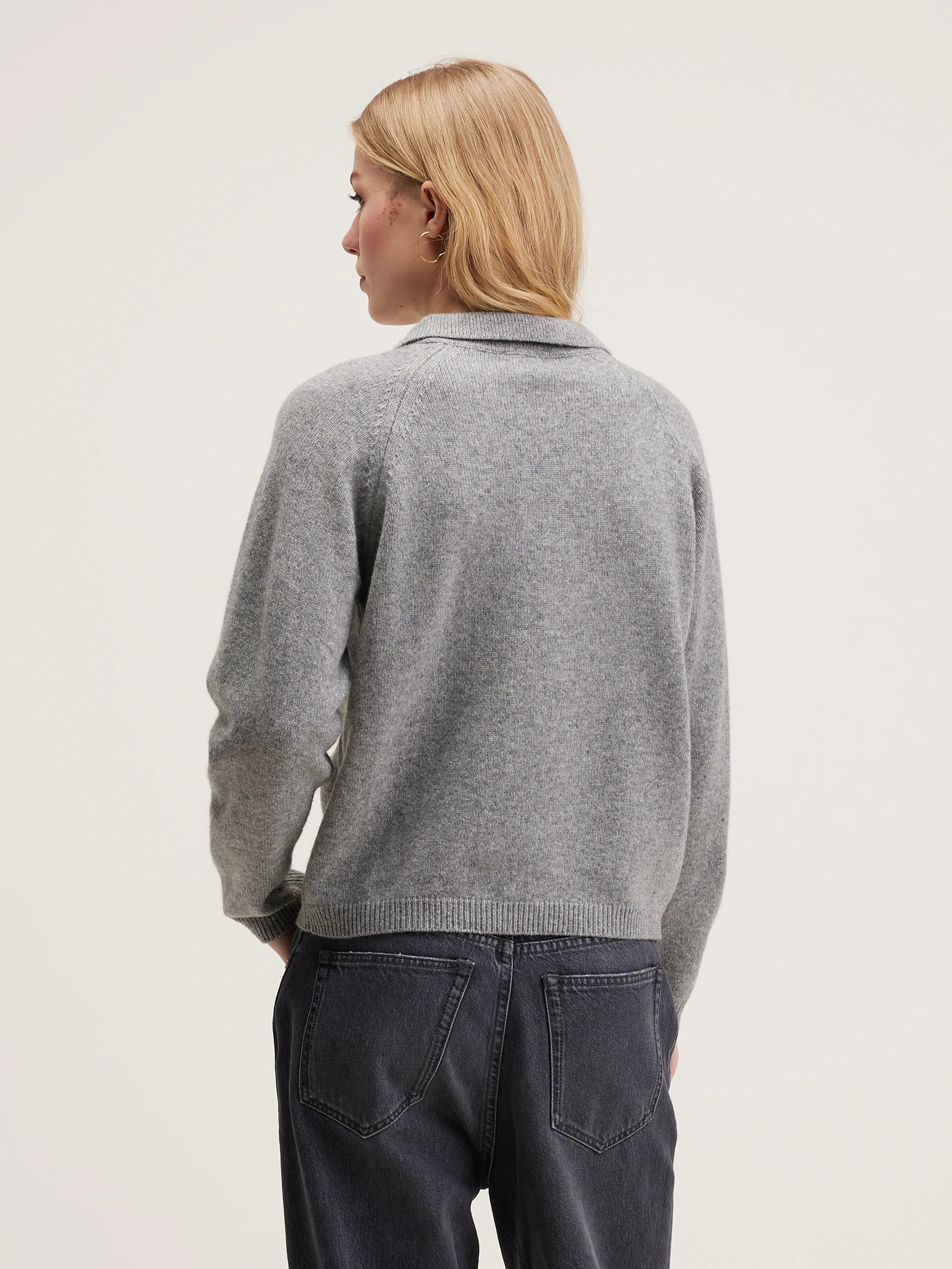 Amerty Polo-collar Sweater - Heather grey For Women | Bellerose