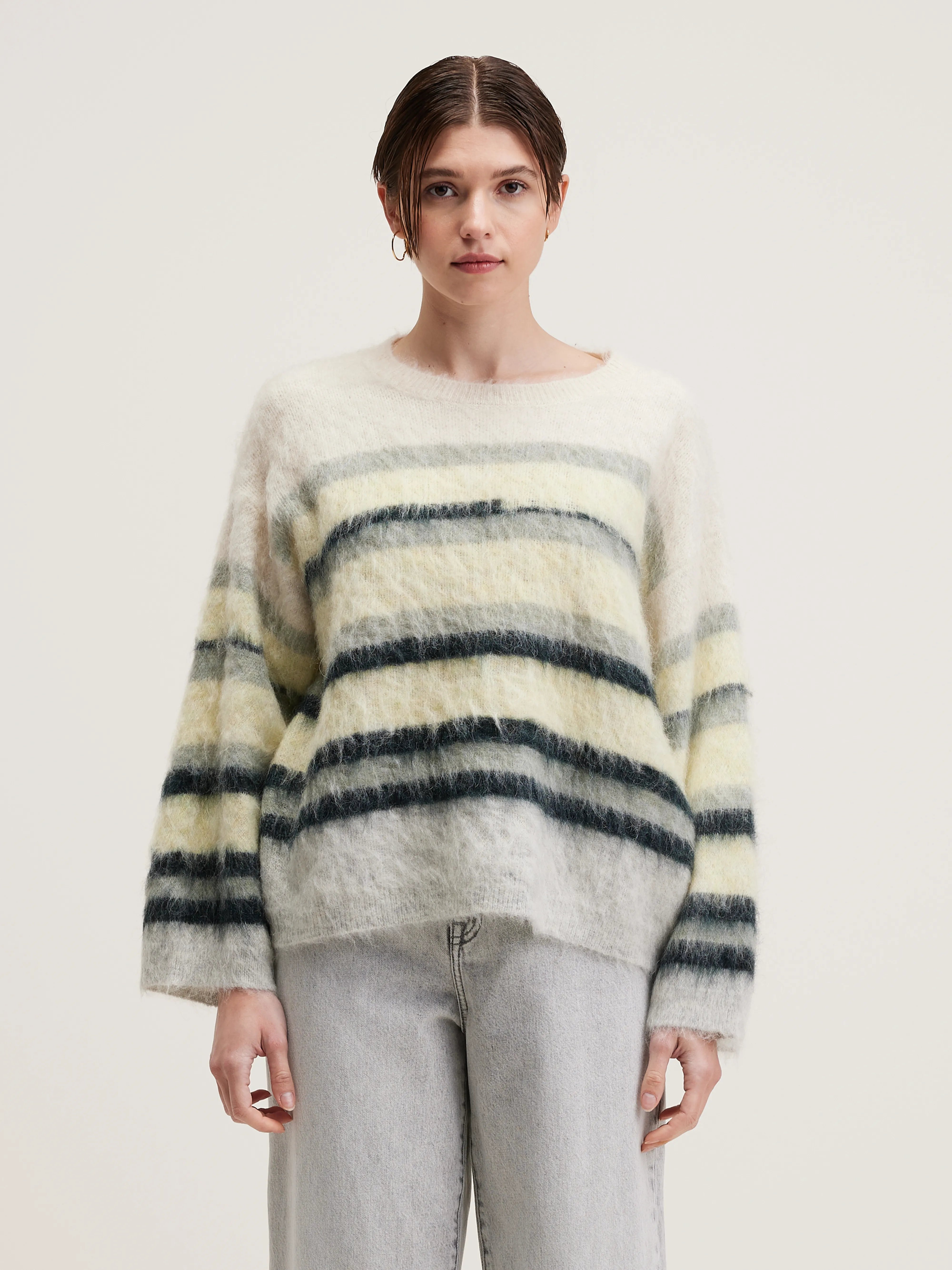 Pull Col Rond Dinie - Limelight / Natural Pour Femme | Bellerose