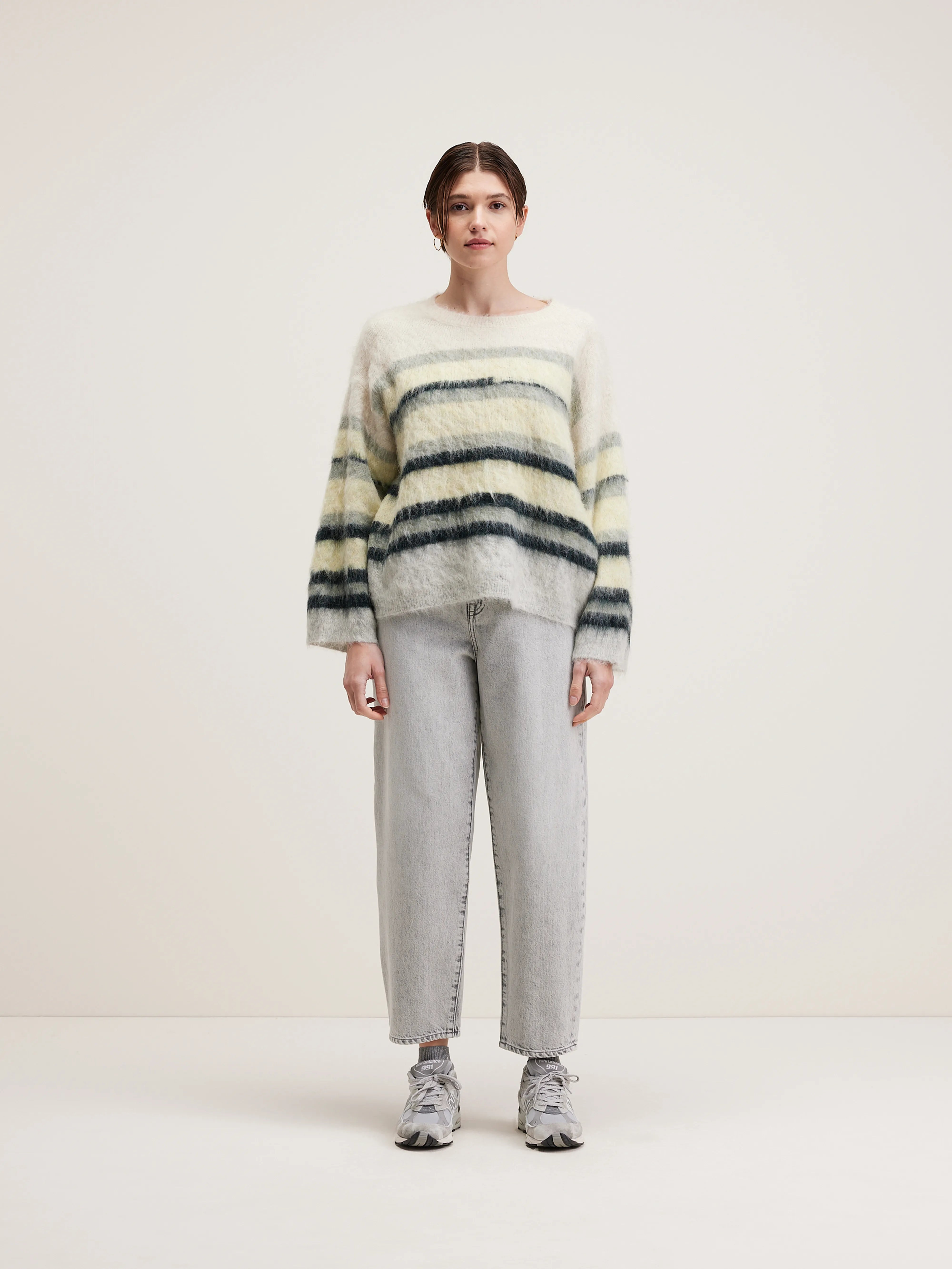 Dinie Crew-neck Sweater - Limelight / Natural For Women | Bellerose