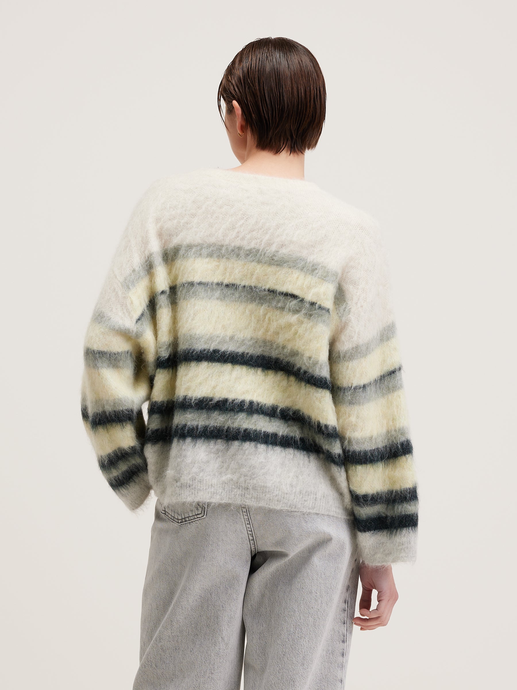 Dinie Crew-neck Sweater - Limelight / Natural For Women | Bellerose