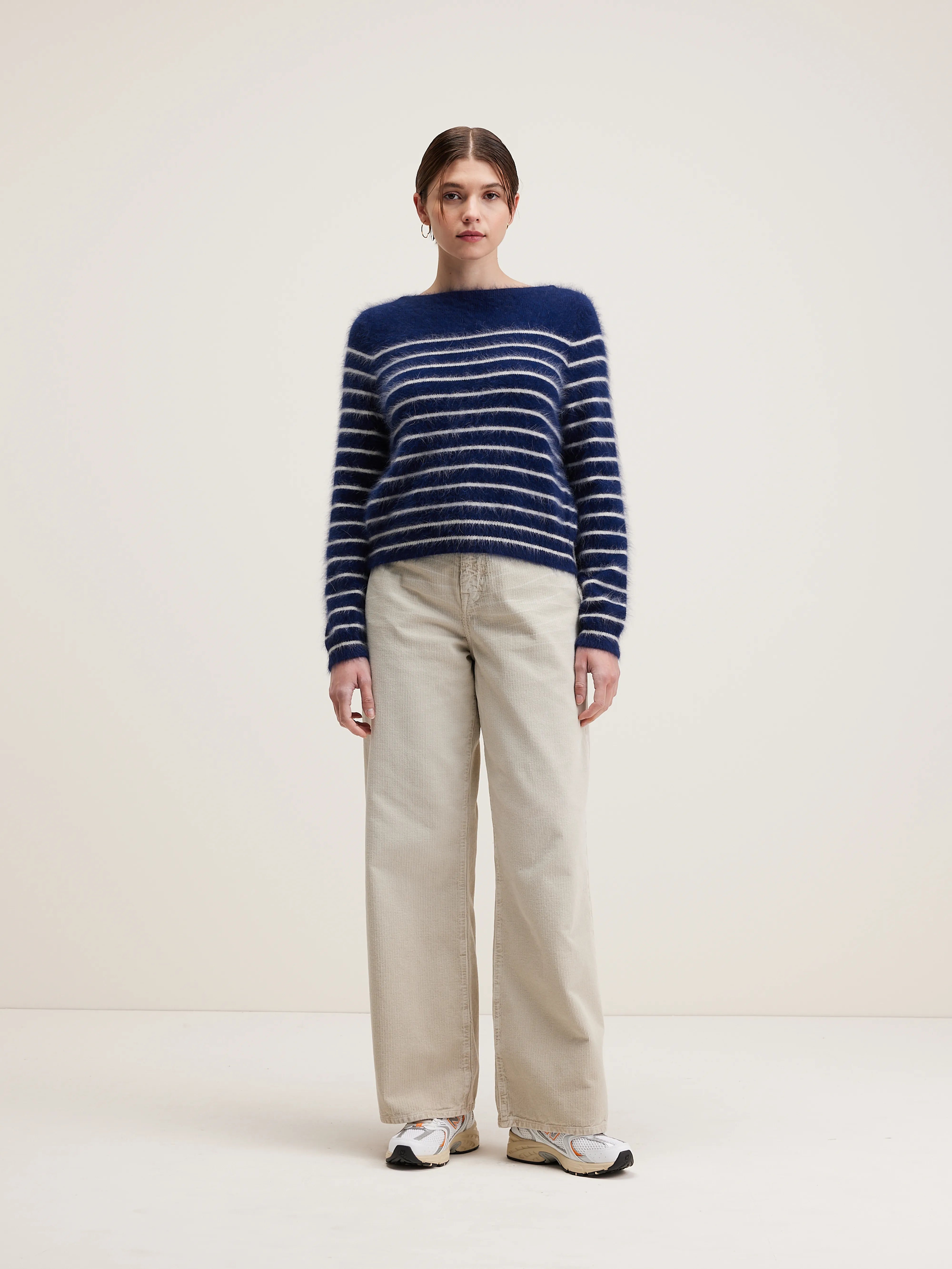 Dato Angora-blend Sweater - Cream / Indigo For Women | Bellerose