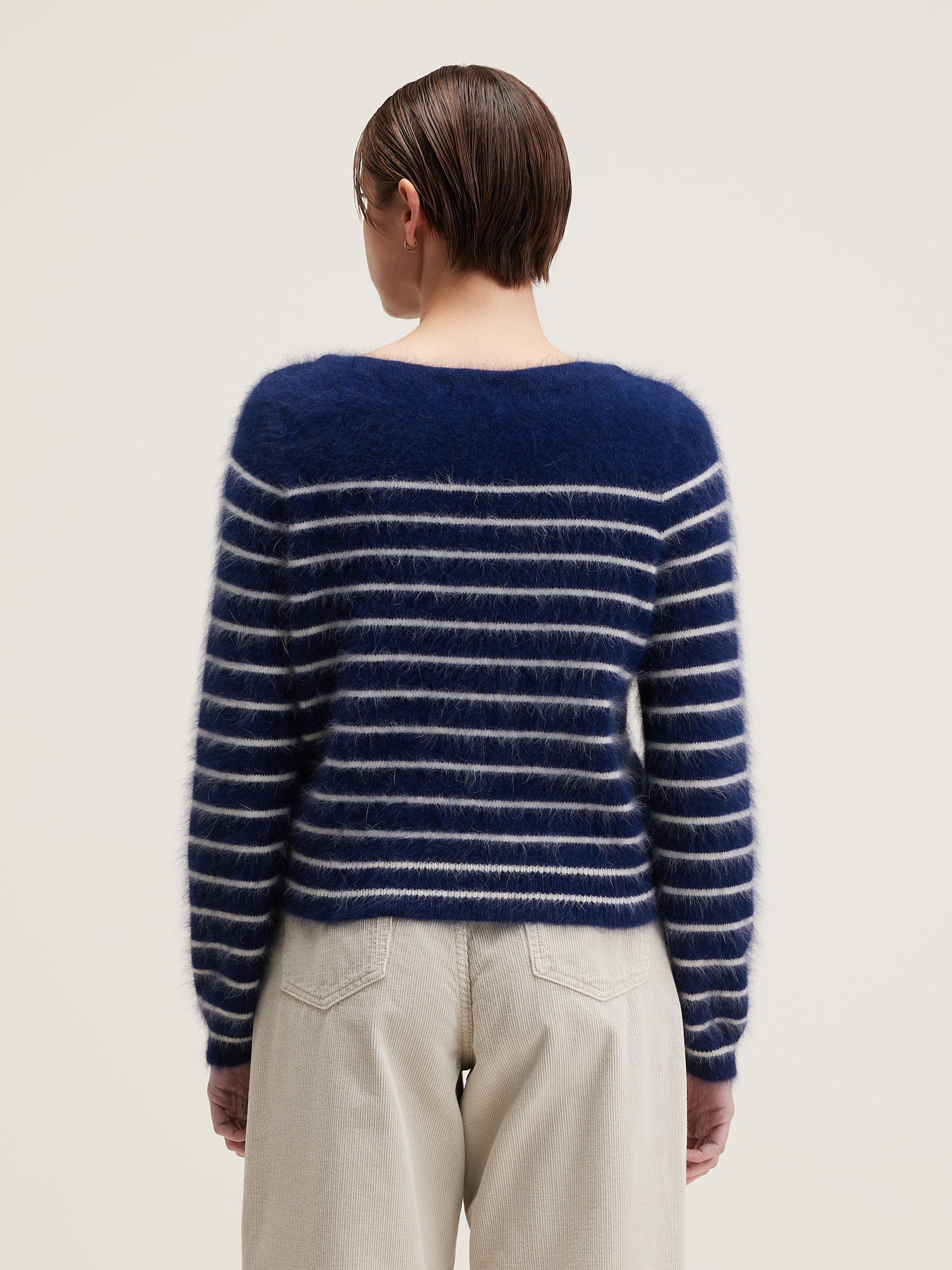 Dato Angora-blend Sweater - Cream / Indigo For Women | Bellerose