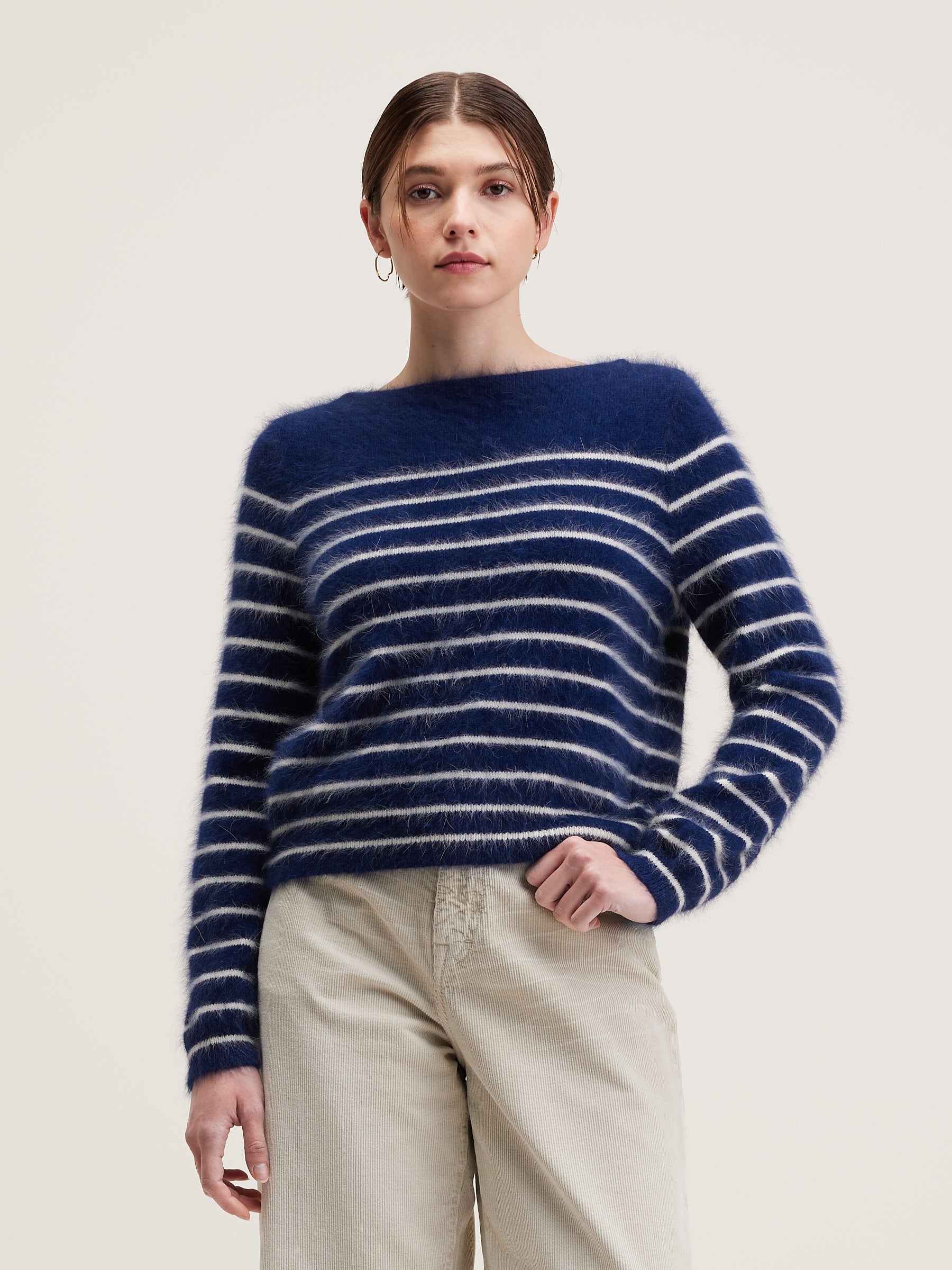 Pull En Angora Dato - Cream / Indigo Pour Femme | Bellerose