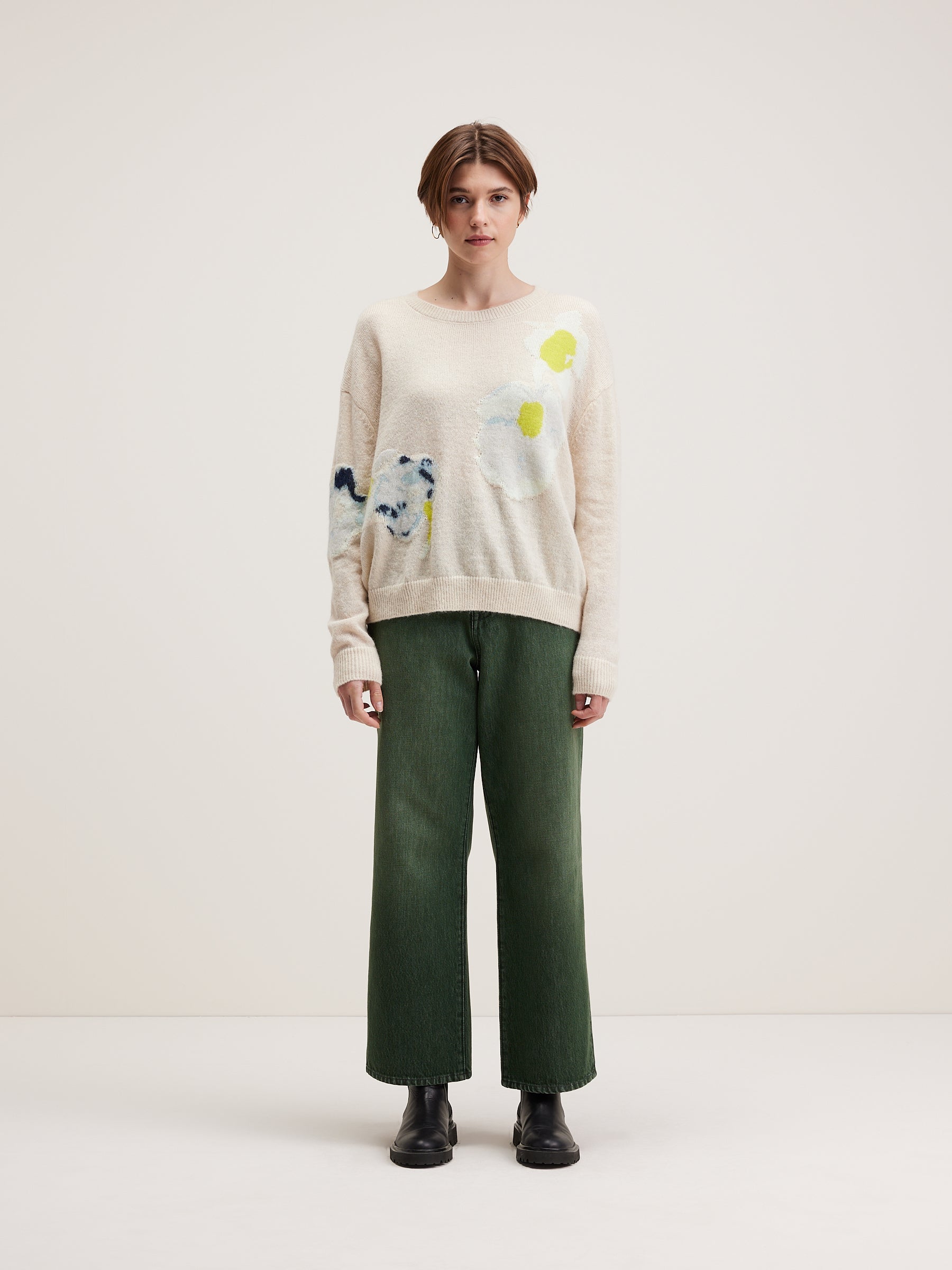 Dinus Round-neck Sweater - Curry / Natural / Worker For Women | Bellerose