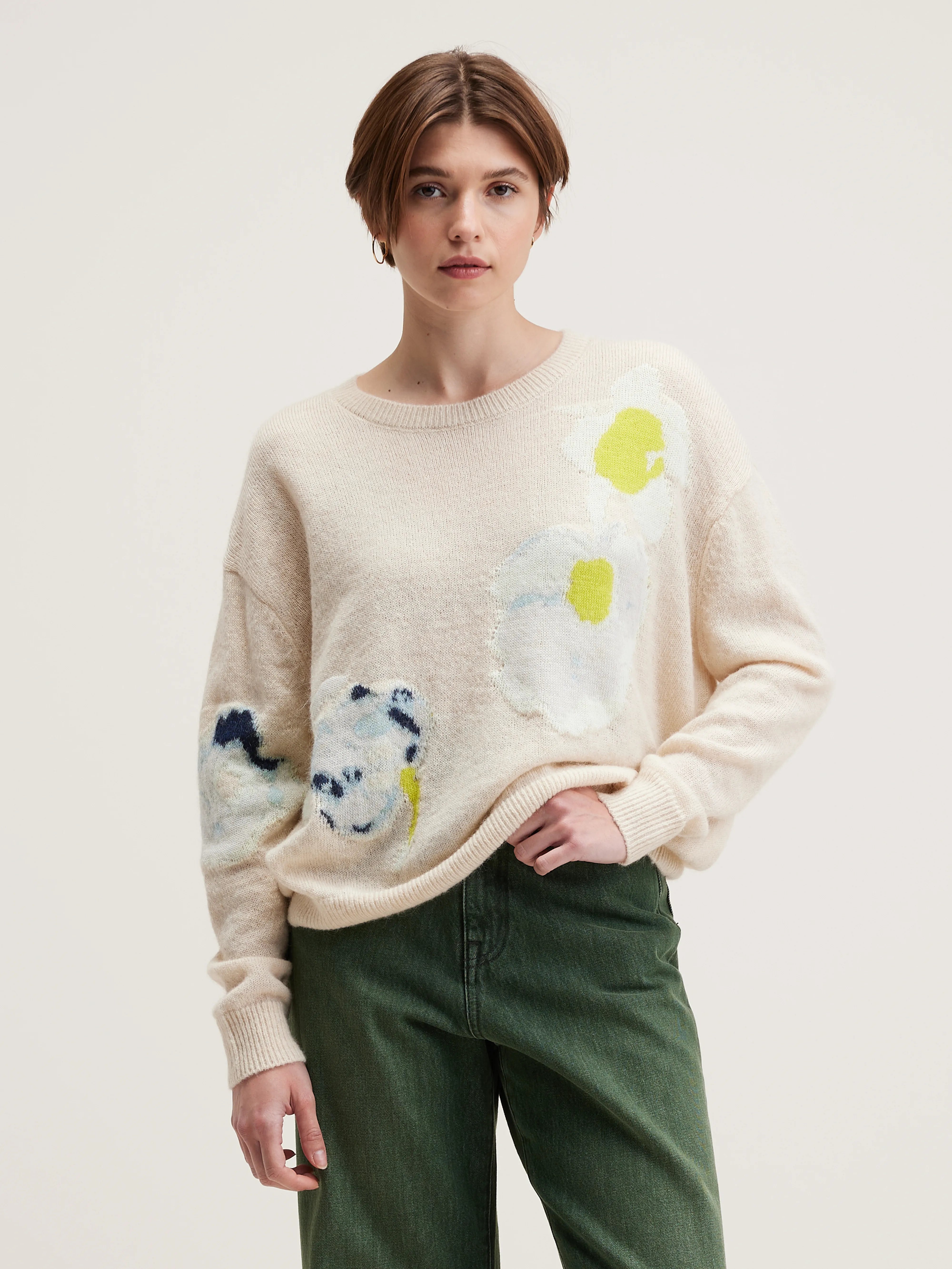 Dinus Round-neck Sweater - Curry / Natural / Worker For Women | Bellerose