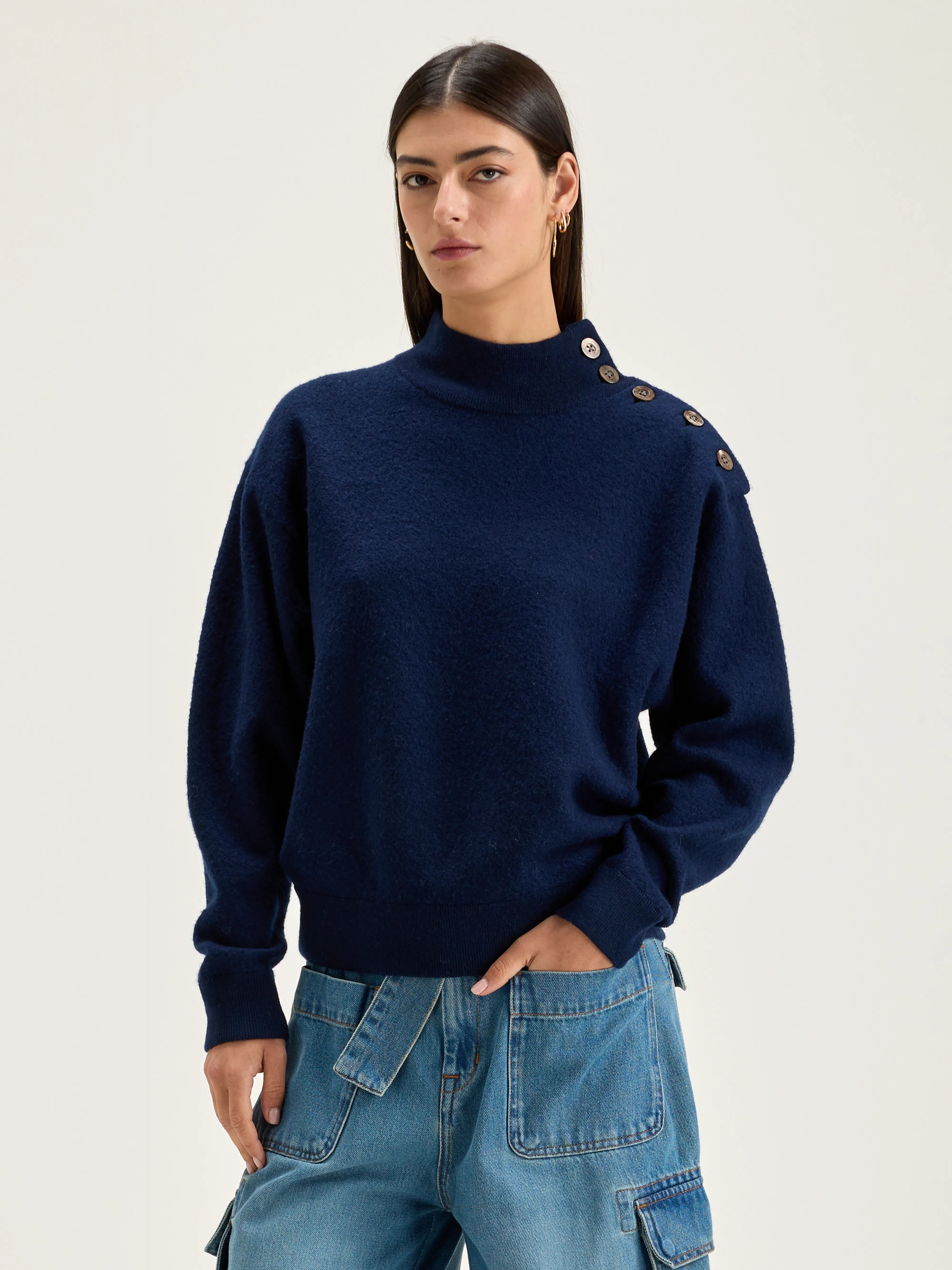 Goian Crew-neck Sweater - Ink For Women | Bellerose