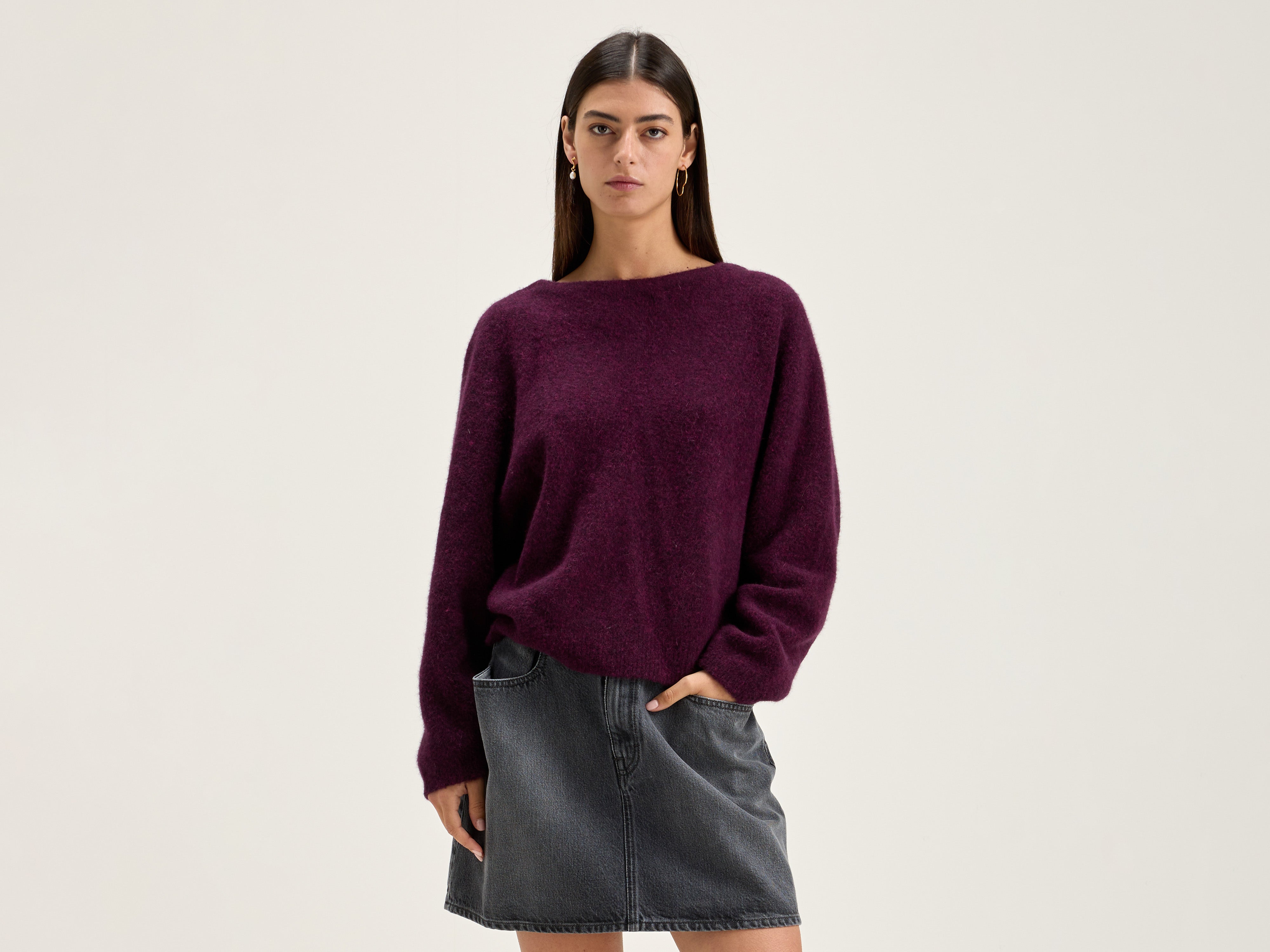 Deros round-neck sweater (242 / W / WINE)