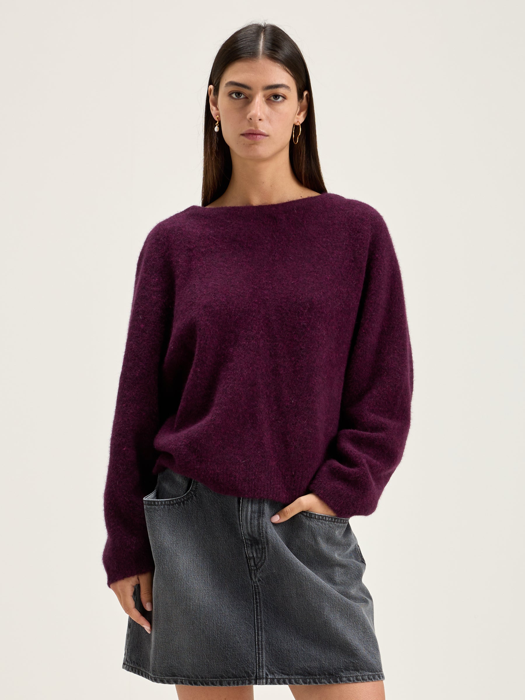 Pull Col Rond Deros - Wine Pour Femme | Bellerose