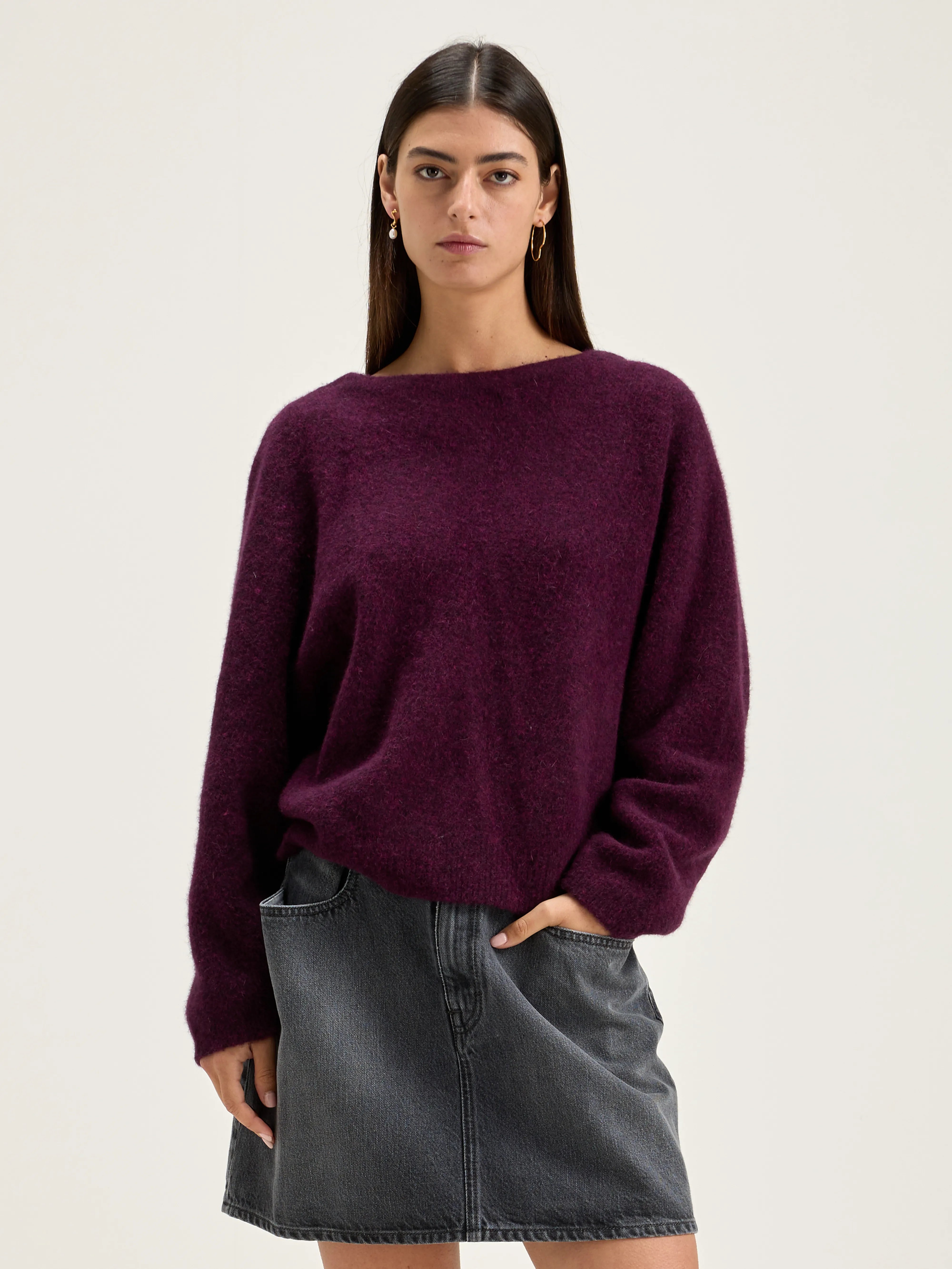 Deros Round-neck Sweater - Wine For Women | Bellerose