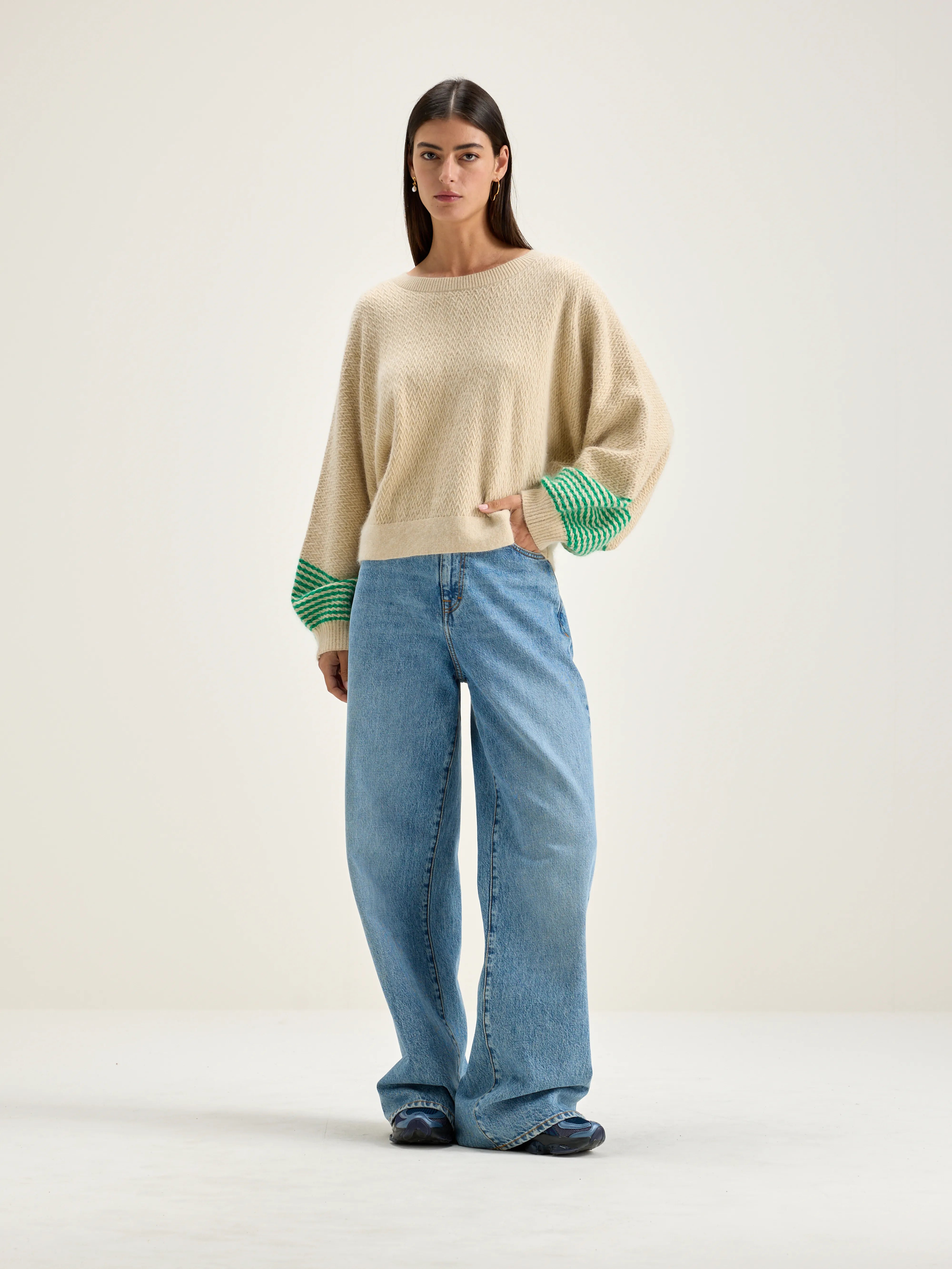 Dios Crew-neck Sweater - Calcaire / Pea For Women | Bellerose