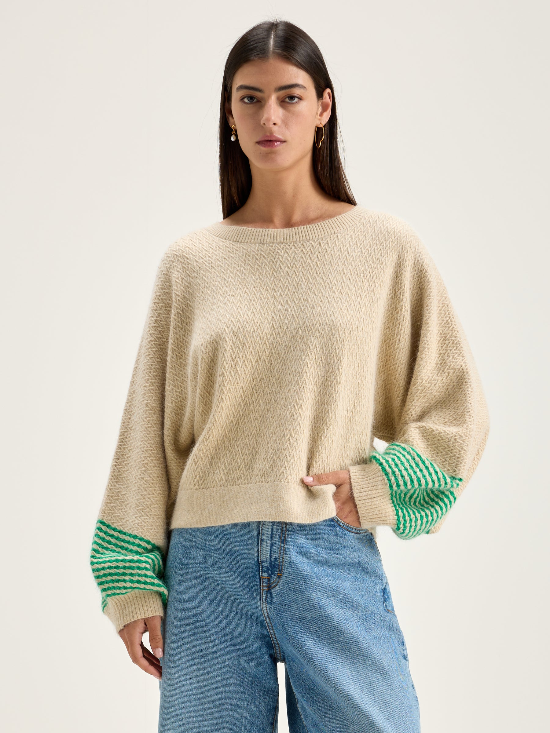 Dios Crew-neck Sweater - Calcaire / Pea For Women | Bellerose