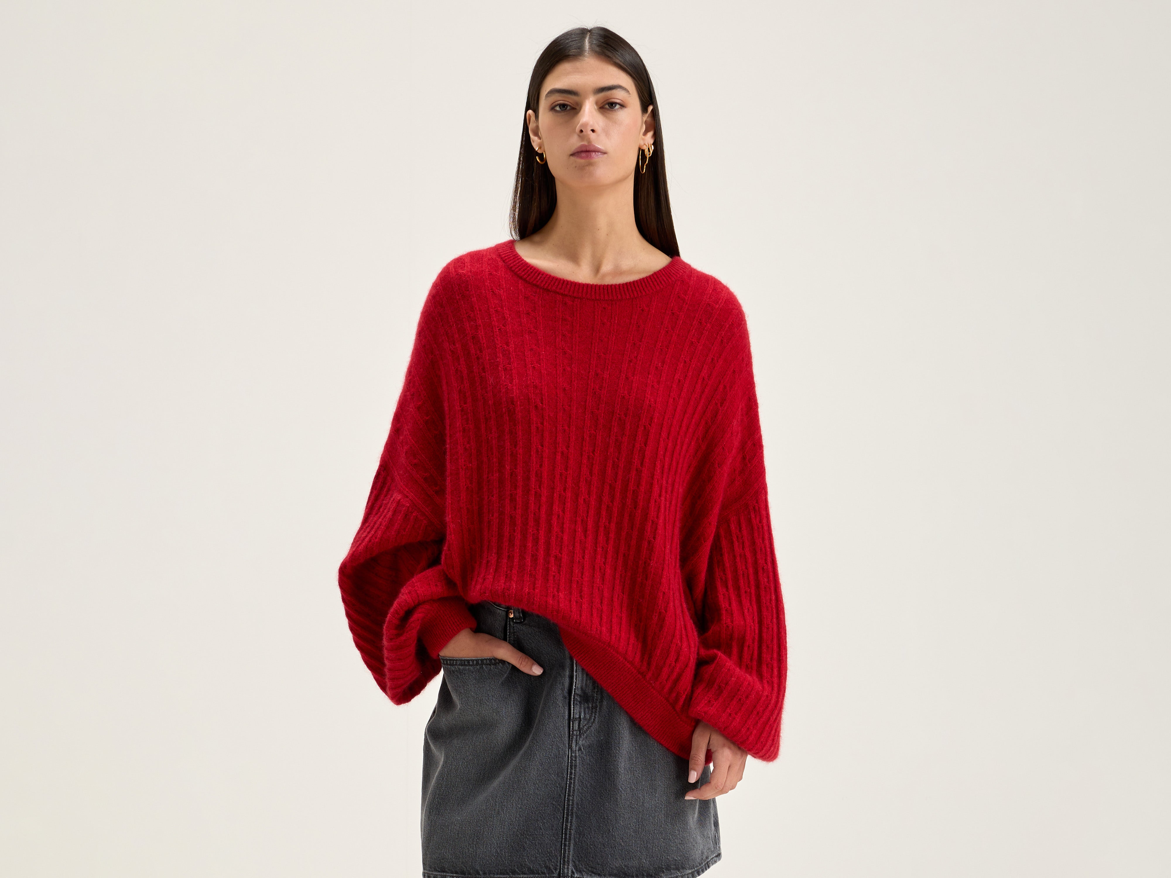 Pull cropped Dukas (242 / W / ECARLATE)