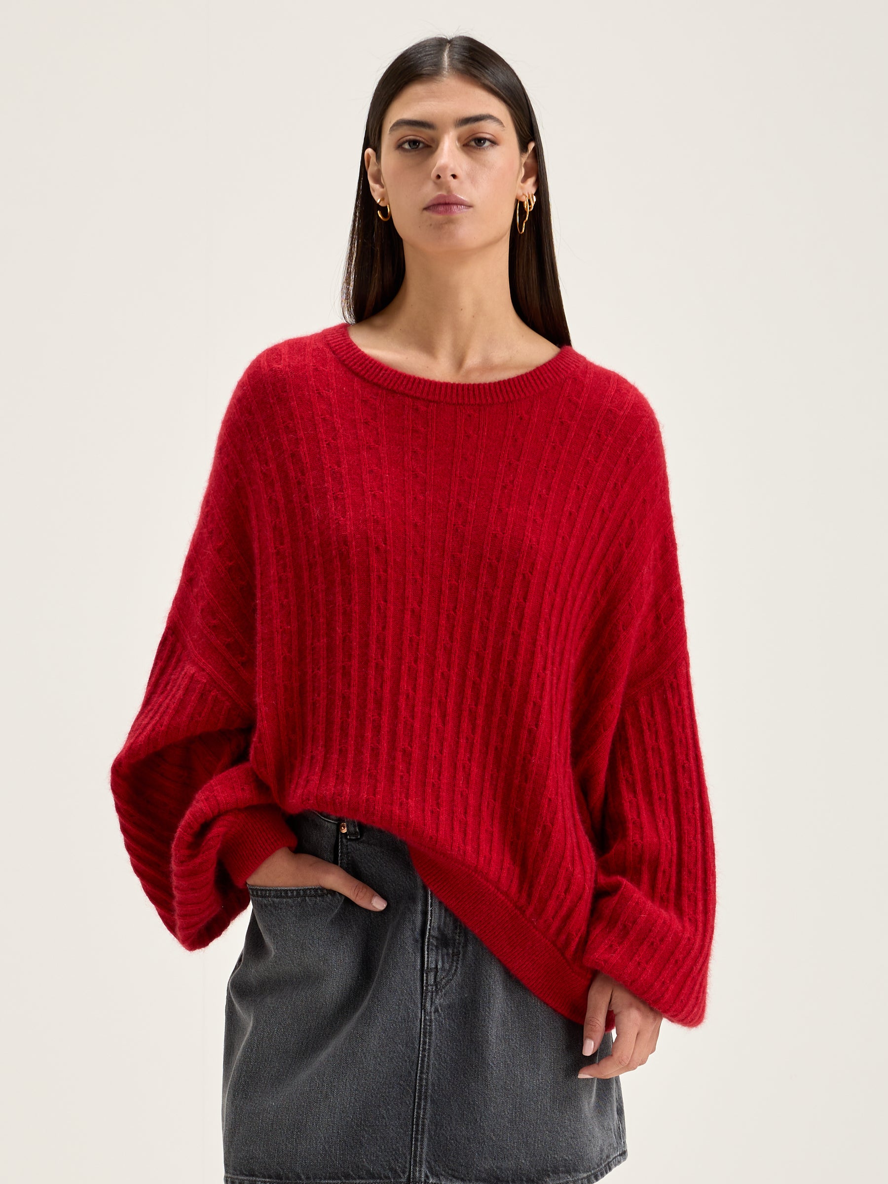 Dukas Cropped Sweater - Ecarlate For Women | Bellerose