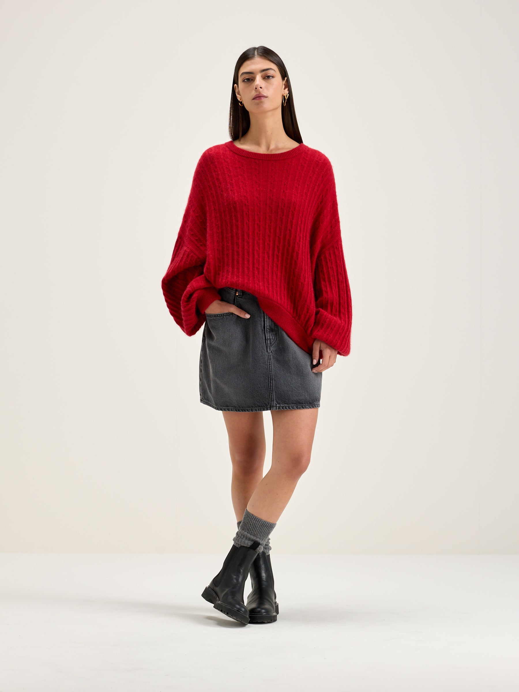 Dukas Cropped Sweater - Ecarlate For Women | Bellerose