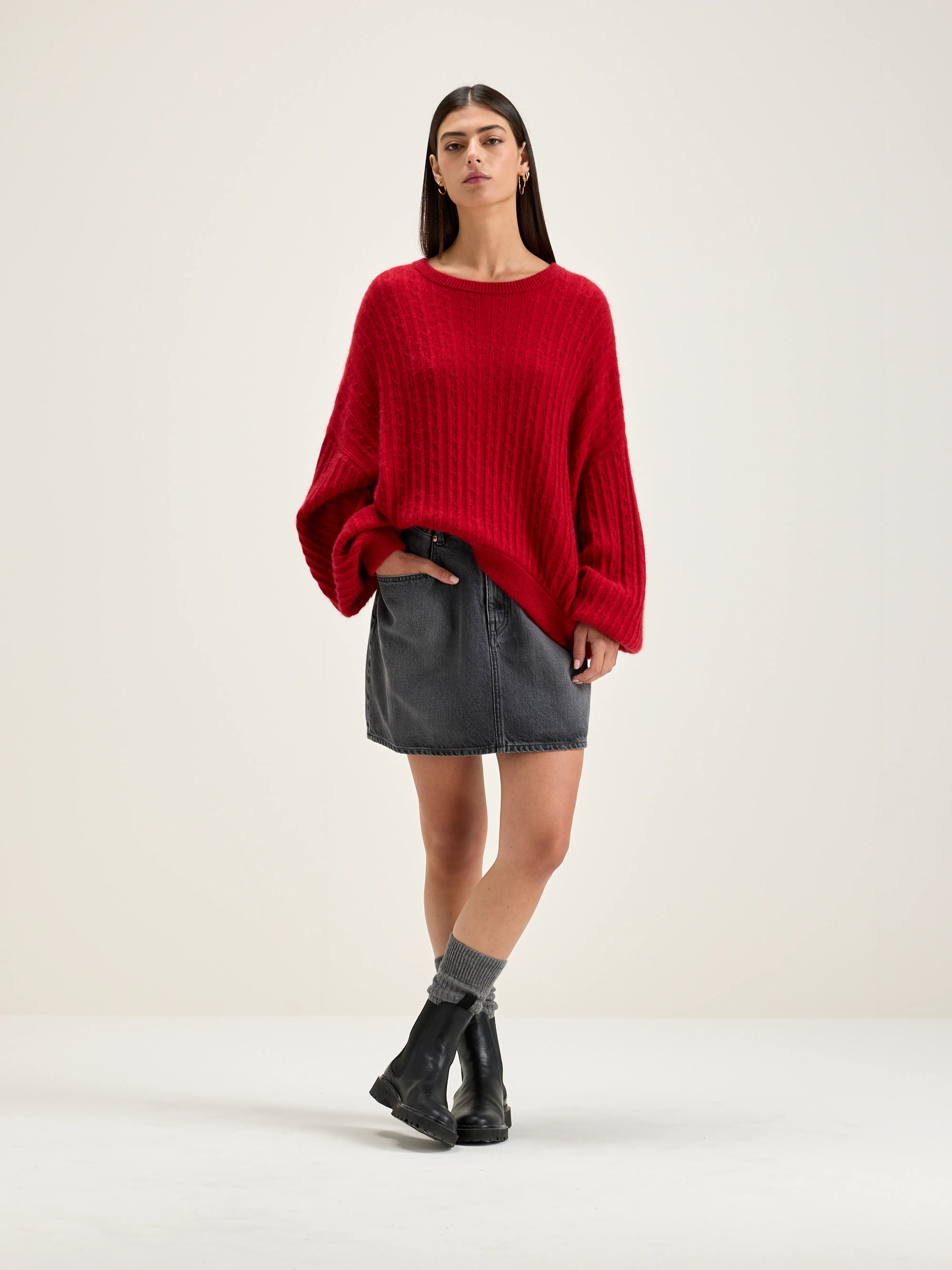 Pull cropped Dukas (242 / W / ECARLATE)