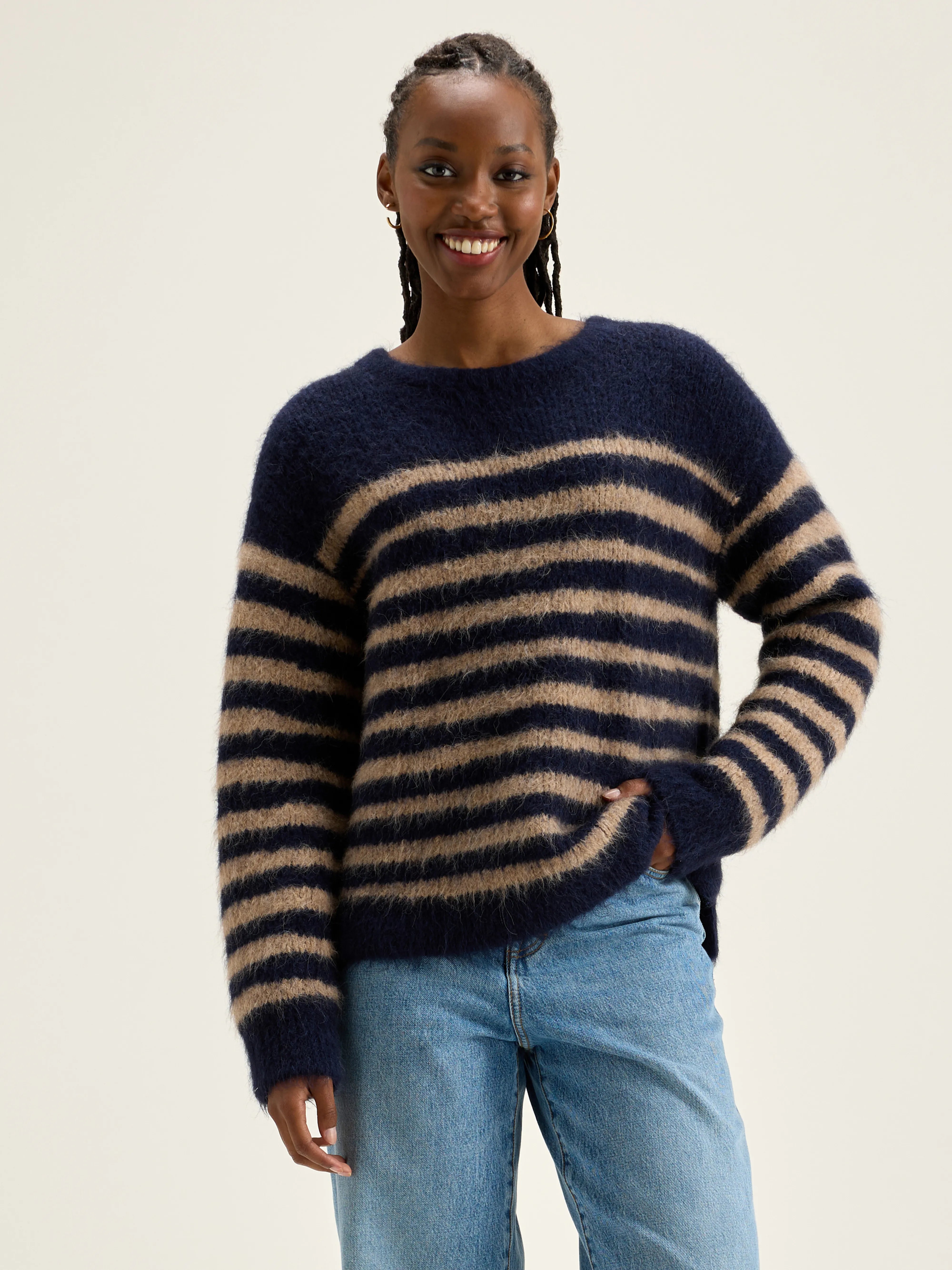 Decat Crew-neck Sweater - Naval / Pancake For Women | Bellerose