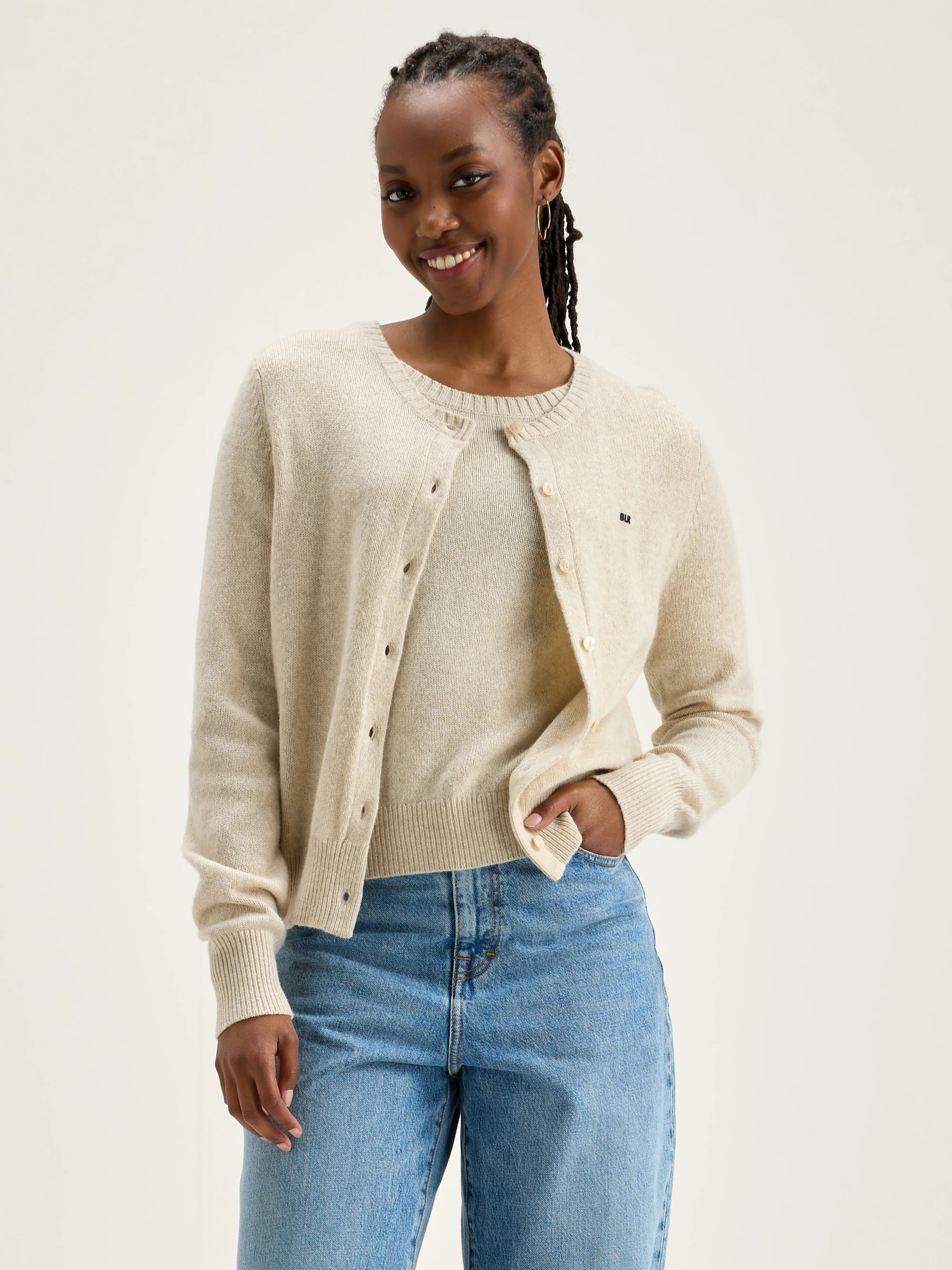 Mottled beige cardigan for women Bellerose