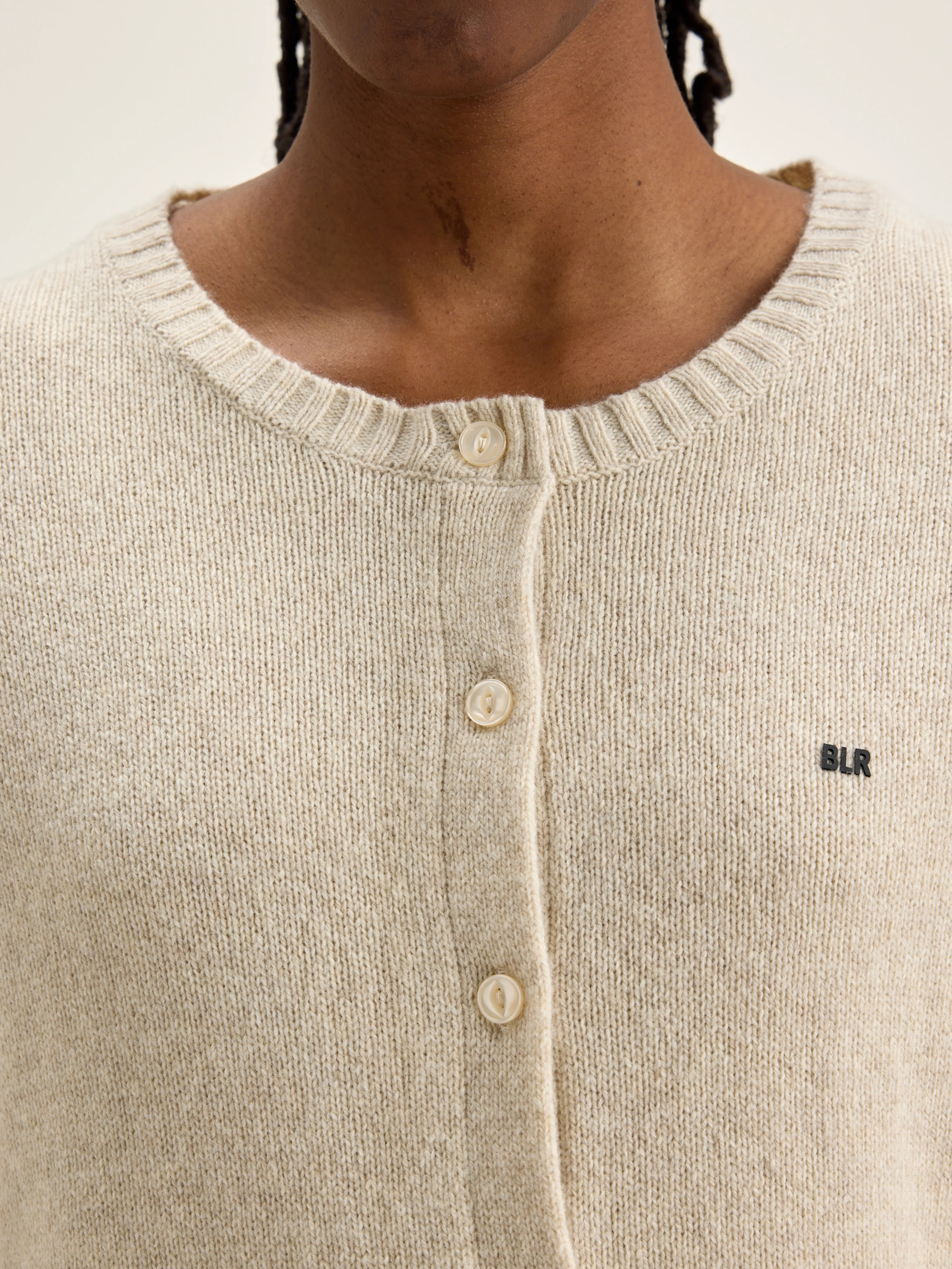 Giwes Crew-neck Cardigan - Sugarcane For Women | Bellerose