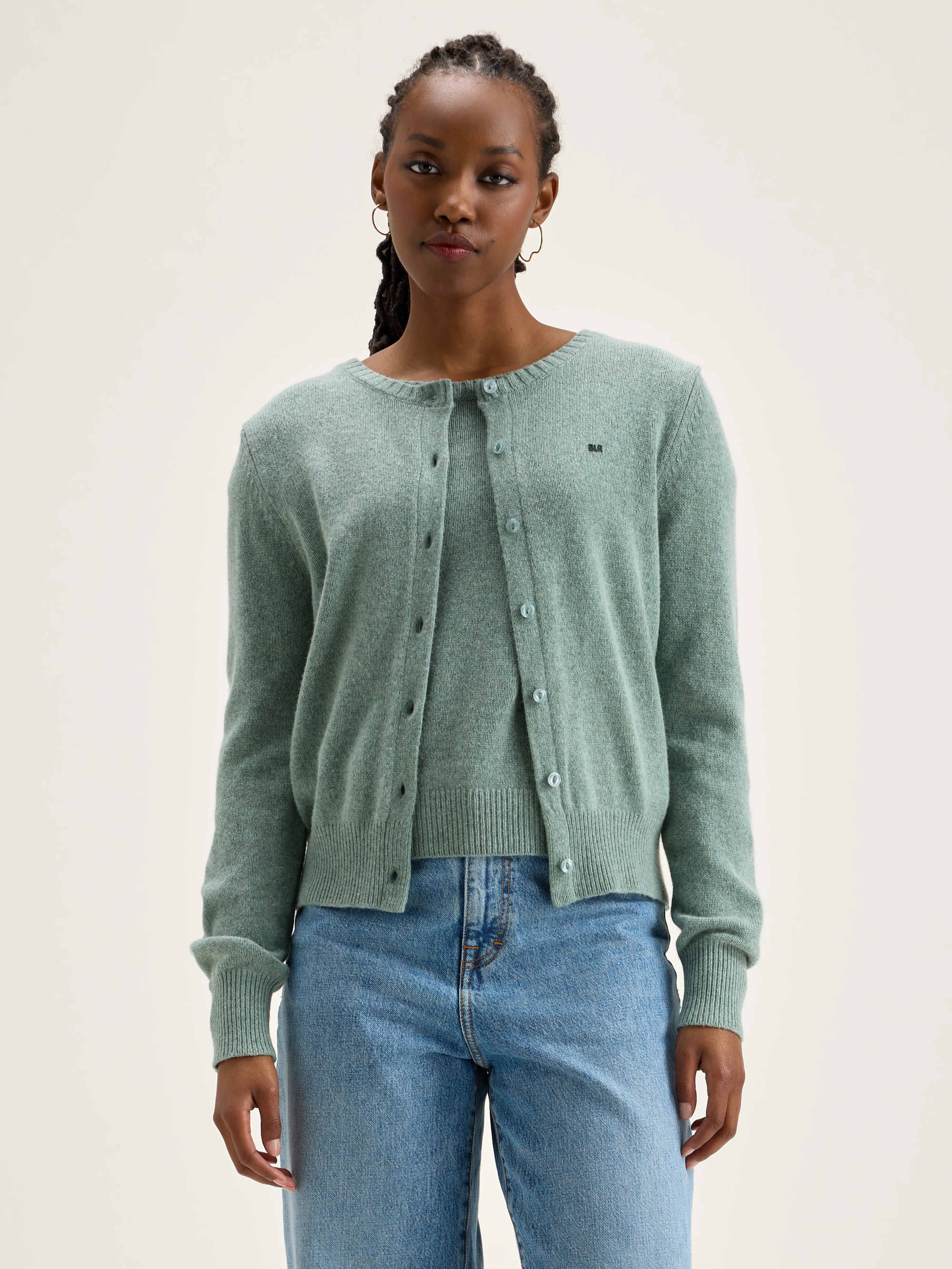 Giwes Crew-neck Cardigan - Rain blue For Women | Bellerose