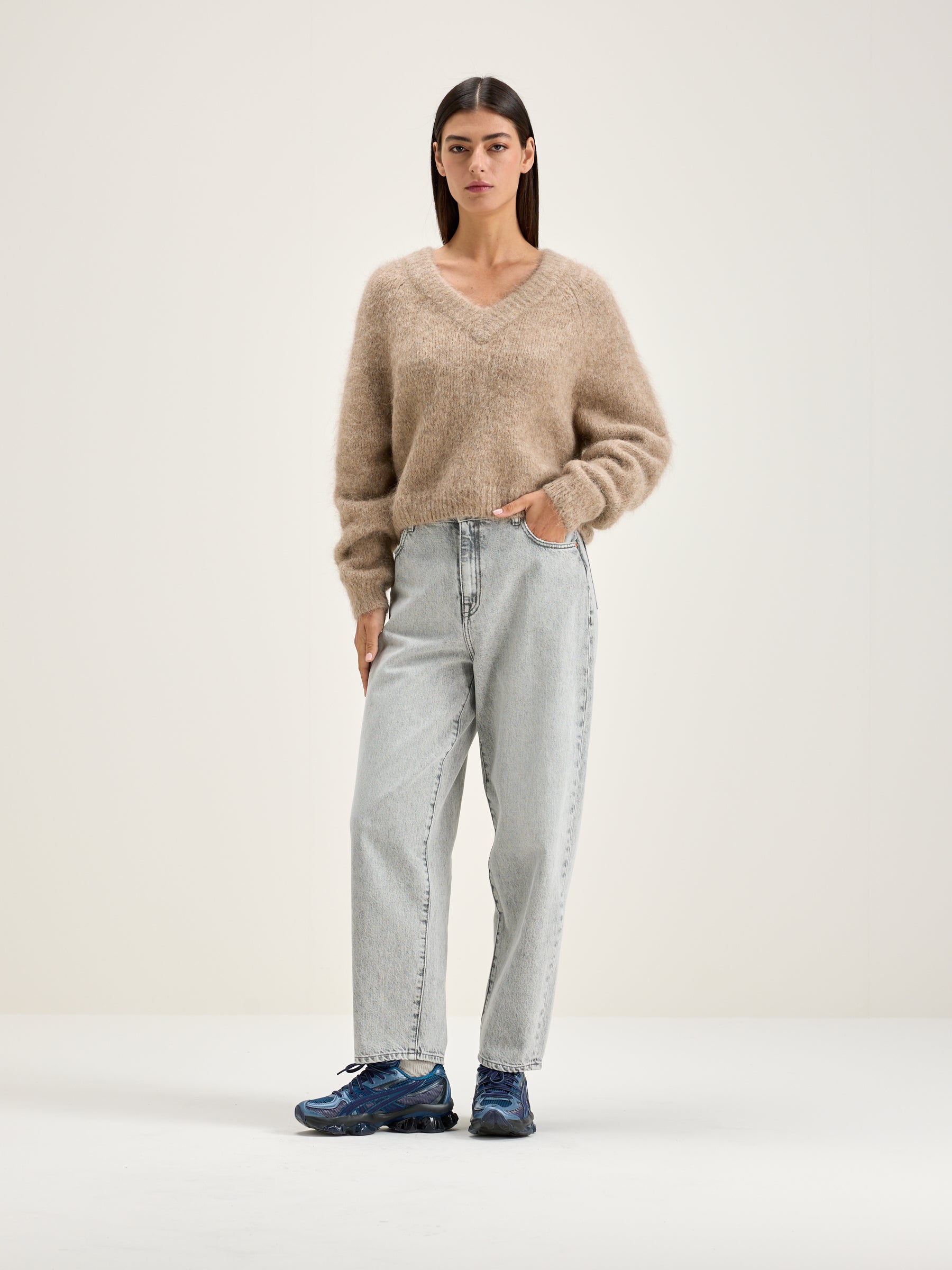 Daruz Cropped Sweater - Beige mélangé For Women | Bellerose