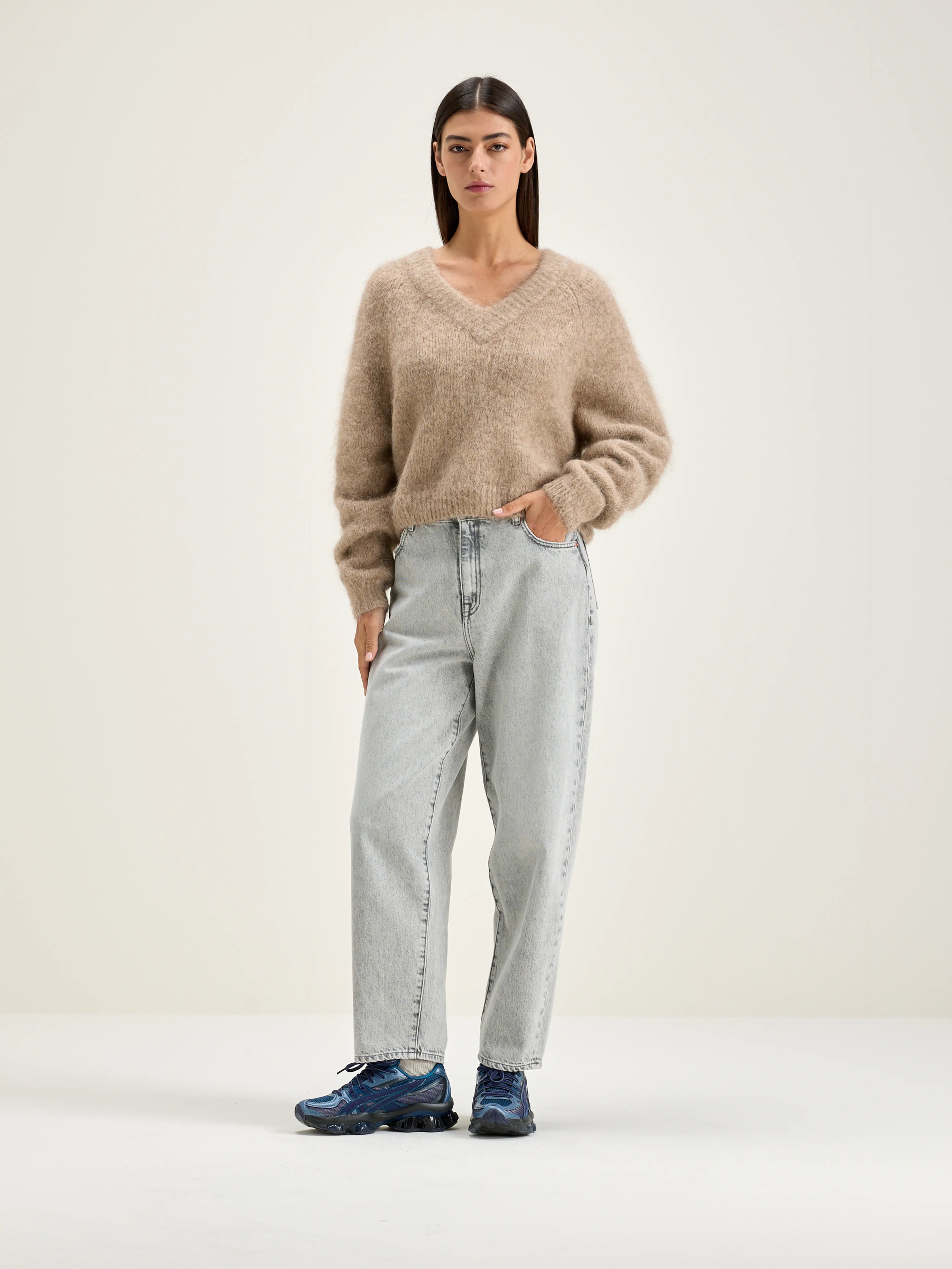 Pull Cropped Daruz - Beige mélangé Pour Femme | Bellerose