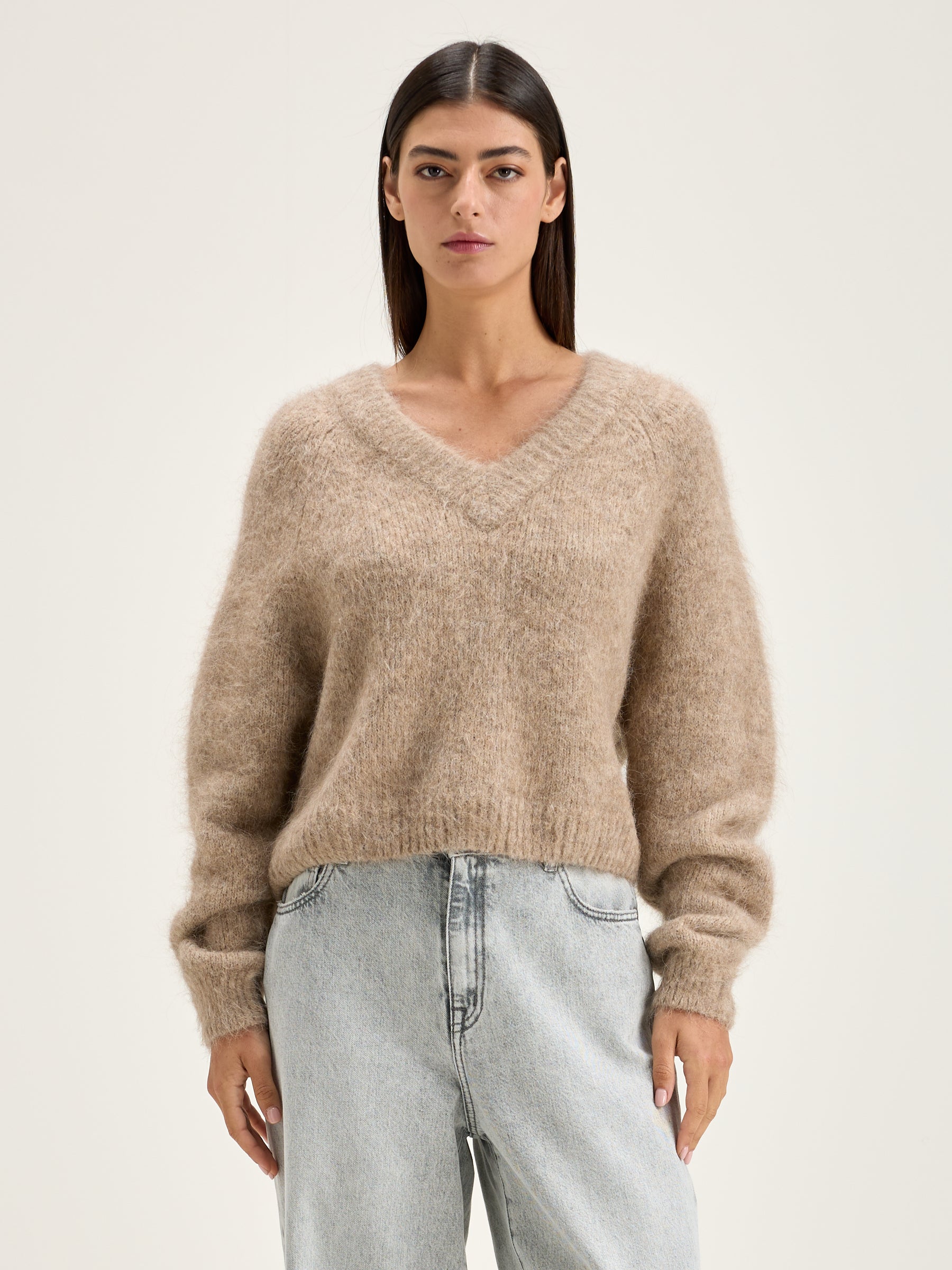 Daruz Cropped Trui - Beige mélangé Voor Dames | Bellerose