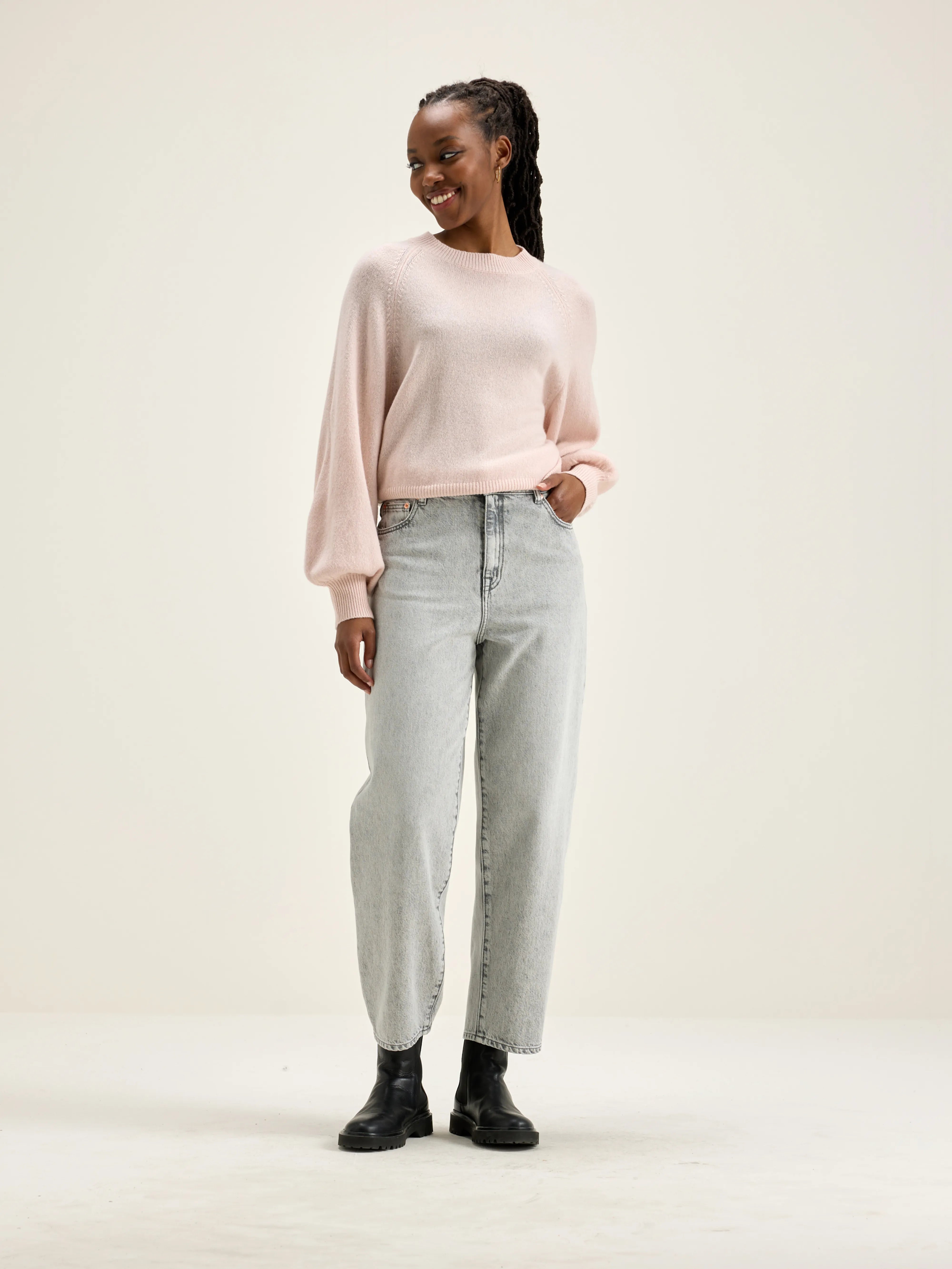 Crew neck light pink sweater for women Bellerose