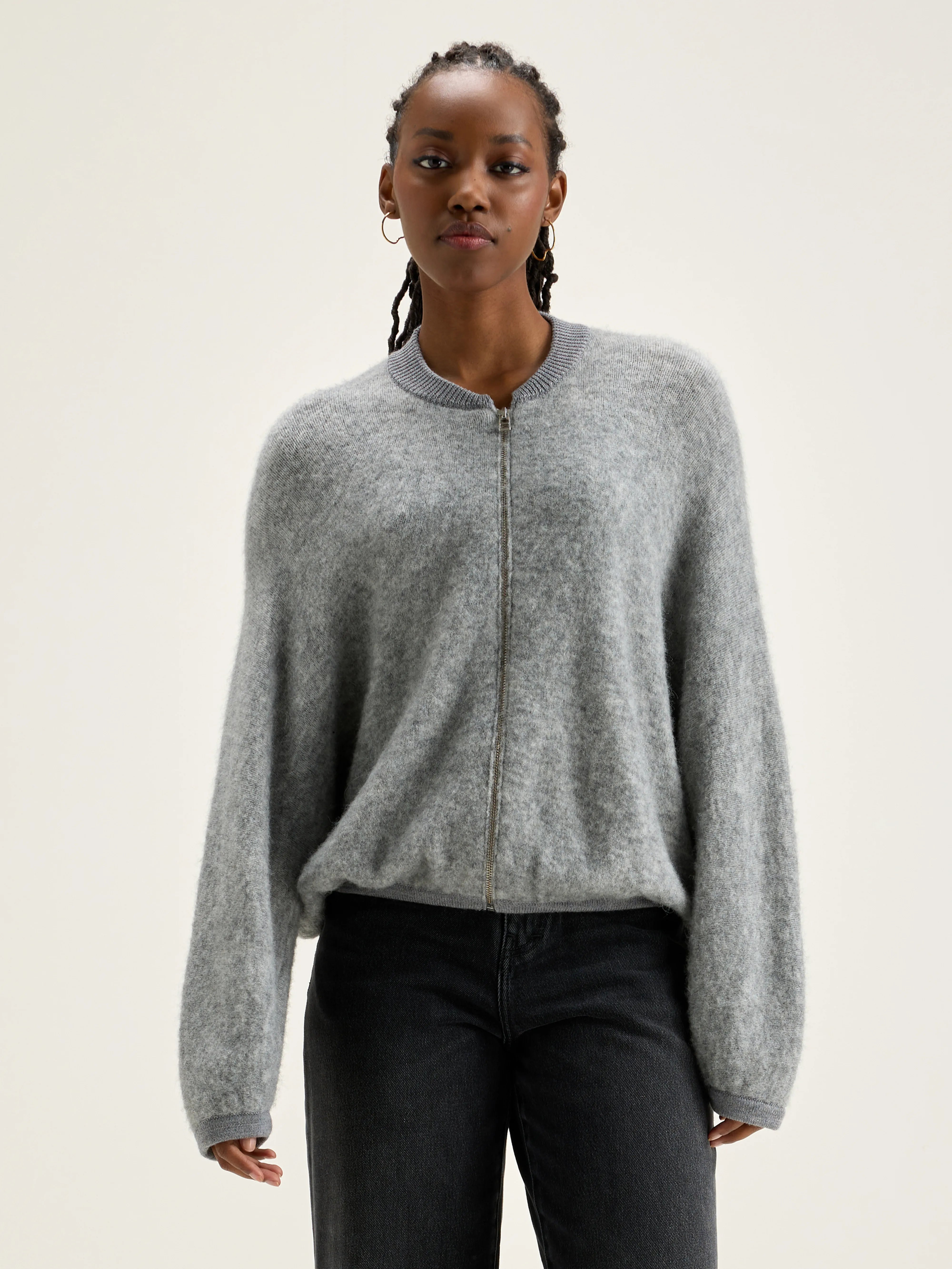 Asedi Zip-up Cardigan - Heather grey For Women | Bellerose