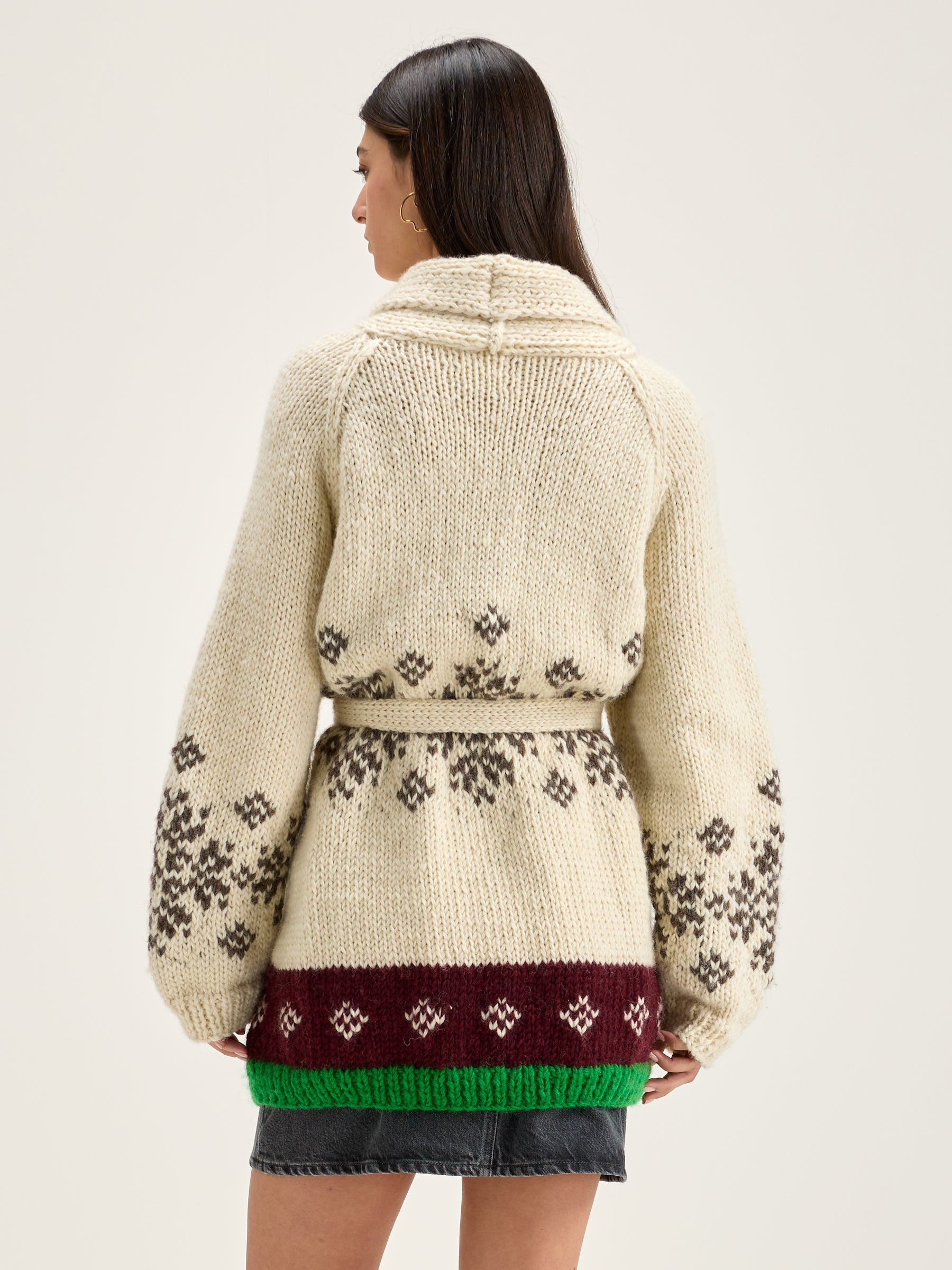 Pany Belted Sweater - Natural / Wine For Women | Bellerose