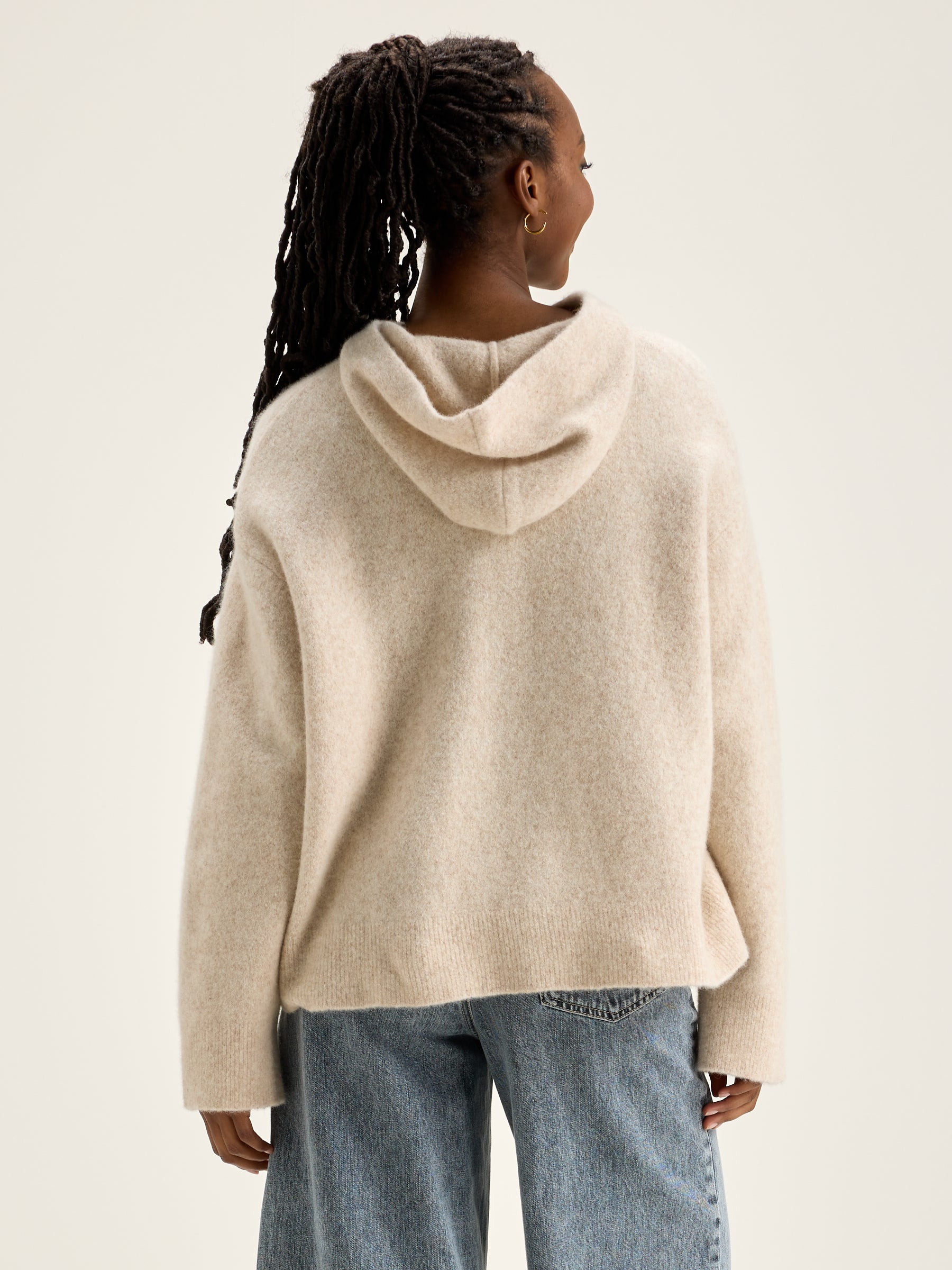 Dera Knitted Hoodie - Cream For Women | Bellerose